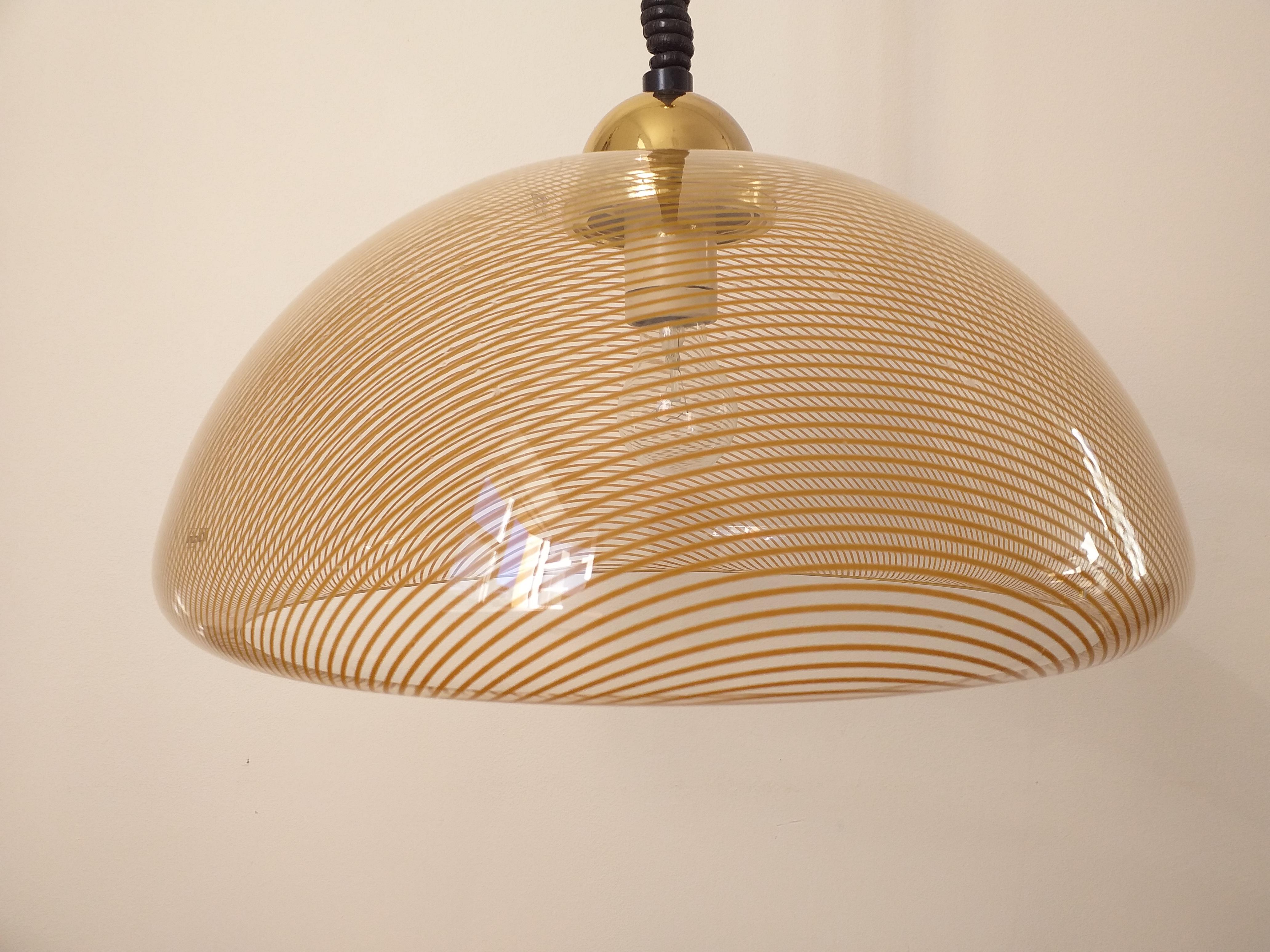 Brass Midcentury Pendant Designed by Harvey Guzzini, Italy, 1970s For Sale