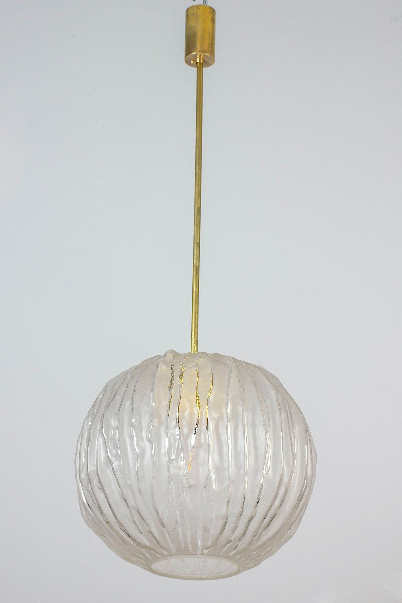 20th Century Mid-Century  Pendant Frosted Murano Glass  by Angelo Brotto For Sale