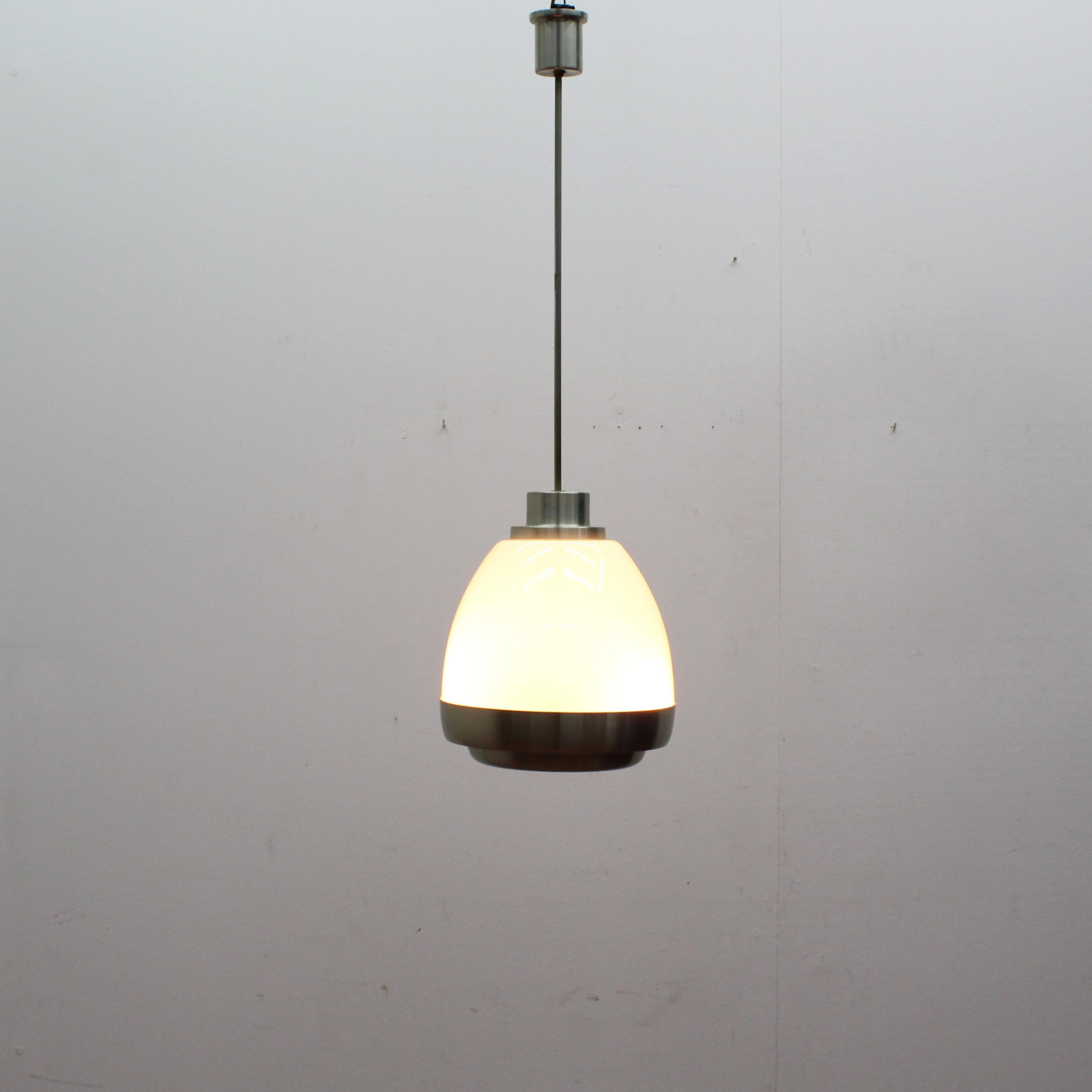Midcentury Pendant Glass and Metal Lamp by Pia Guidetti Crippa for Lumi, 1960s 4