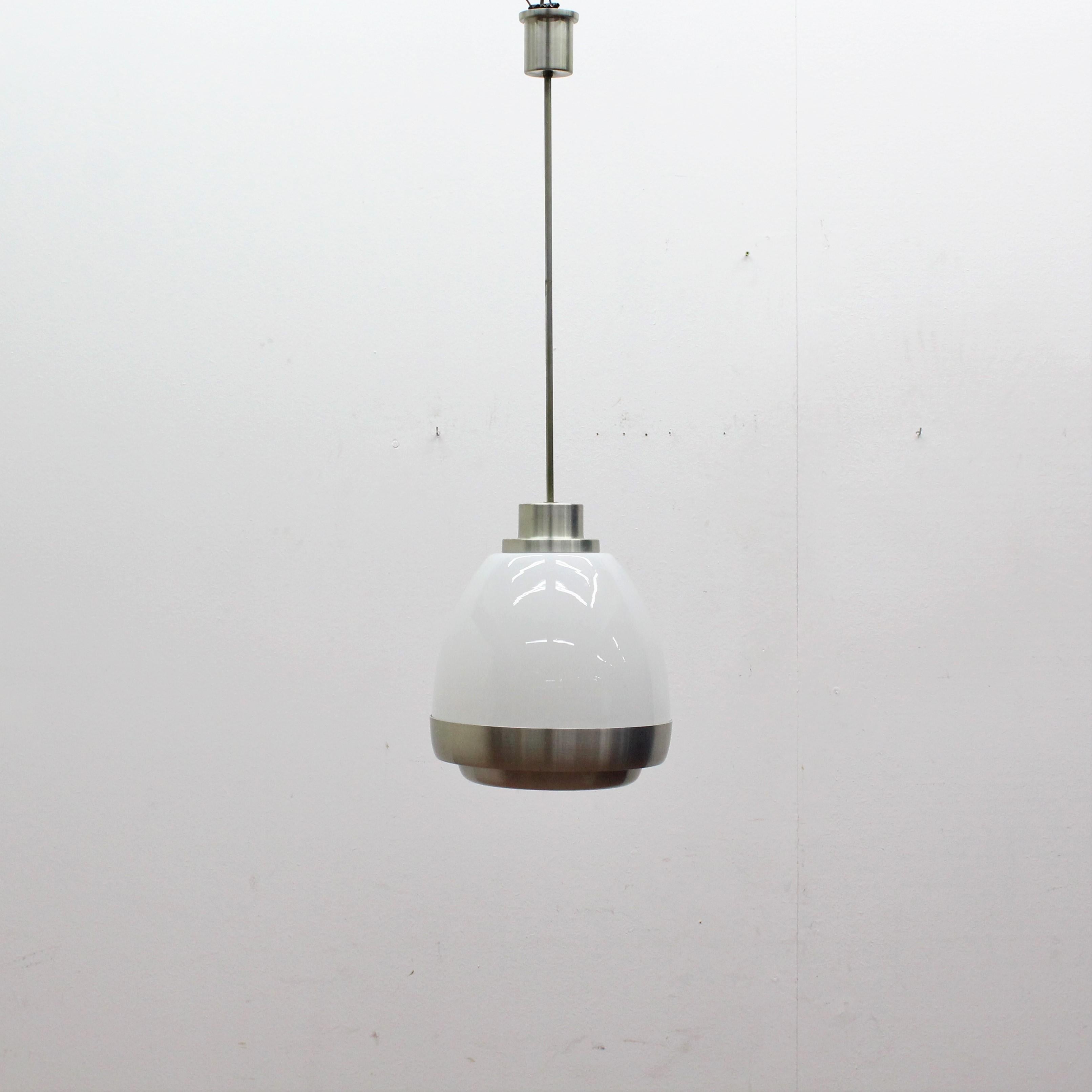 Aluminum Midcentury Pendant Glass and Metal Lamp by Pia Guidetti Crippa for Lumi, 1960s