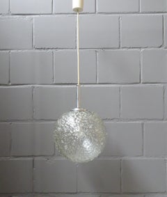 Midcentury Pendant Ice Crackle Glass by Doria, Germany, 1960s