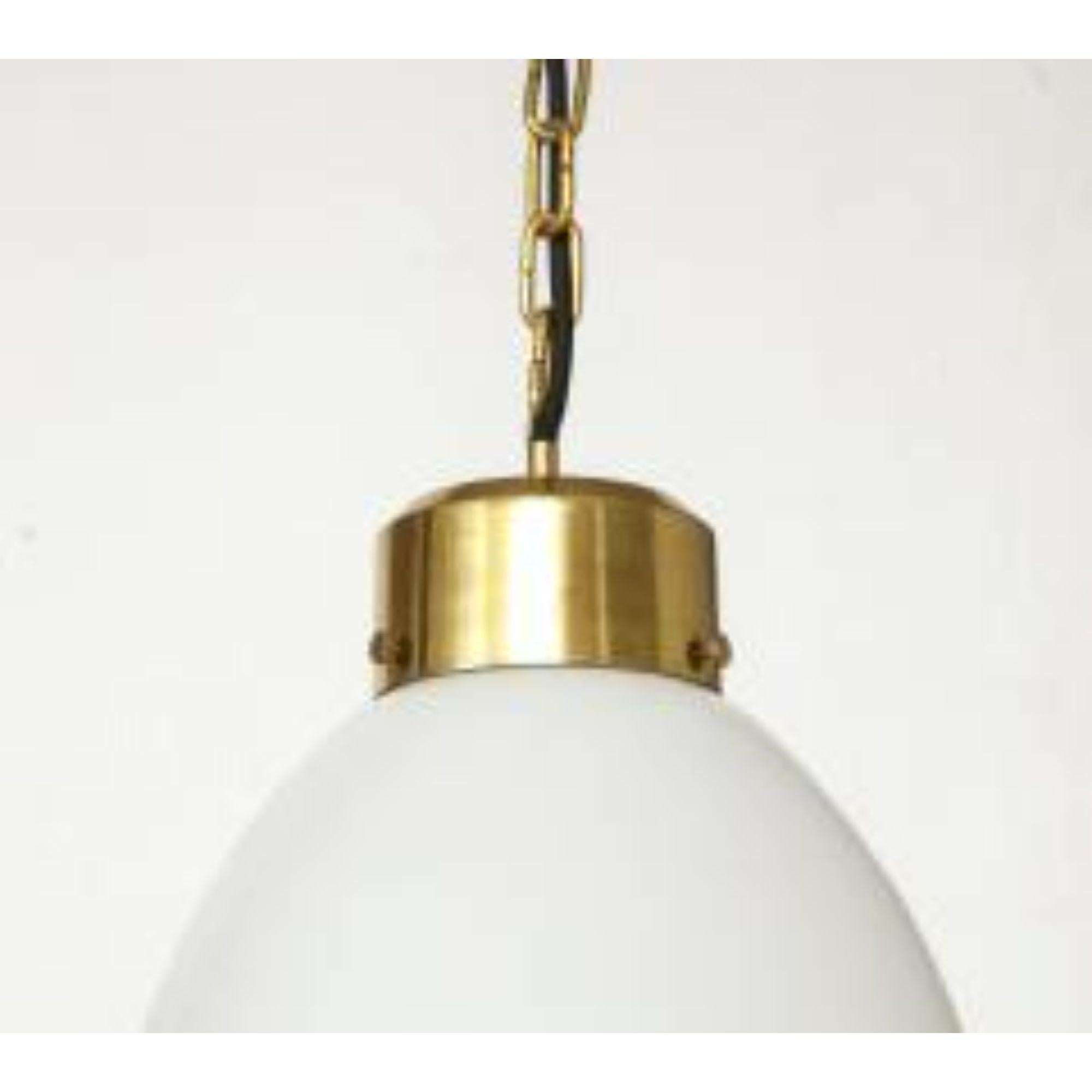 Midcentury Pendant in Brass and White Opaline Glass, Mid-20th Century For Sale 5