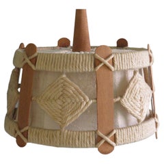 Mid Century Pendant in Jute, Teak and Rope by Massive Belgium 1960s