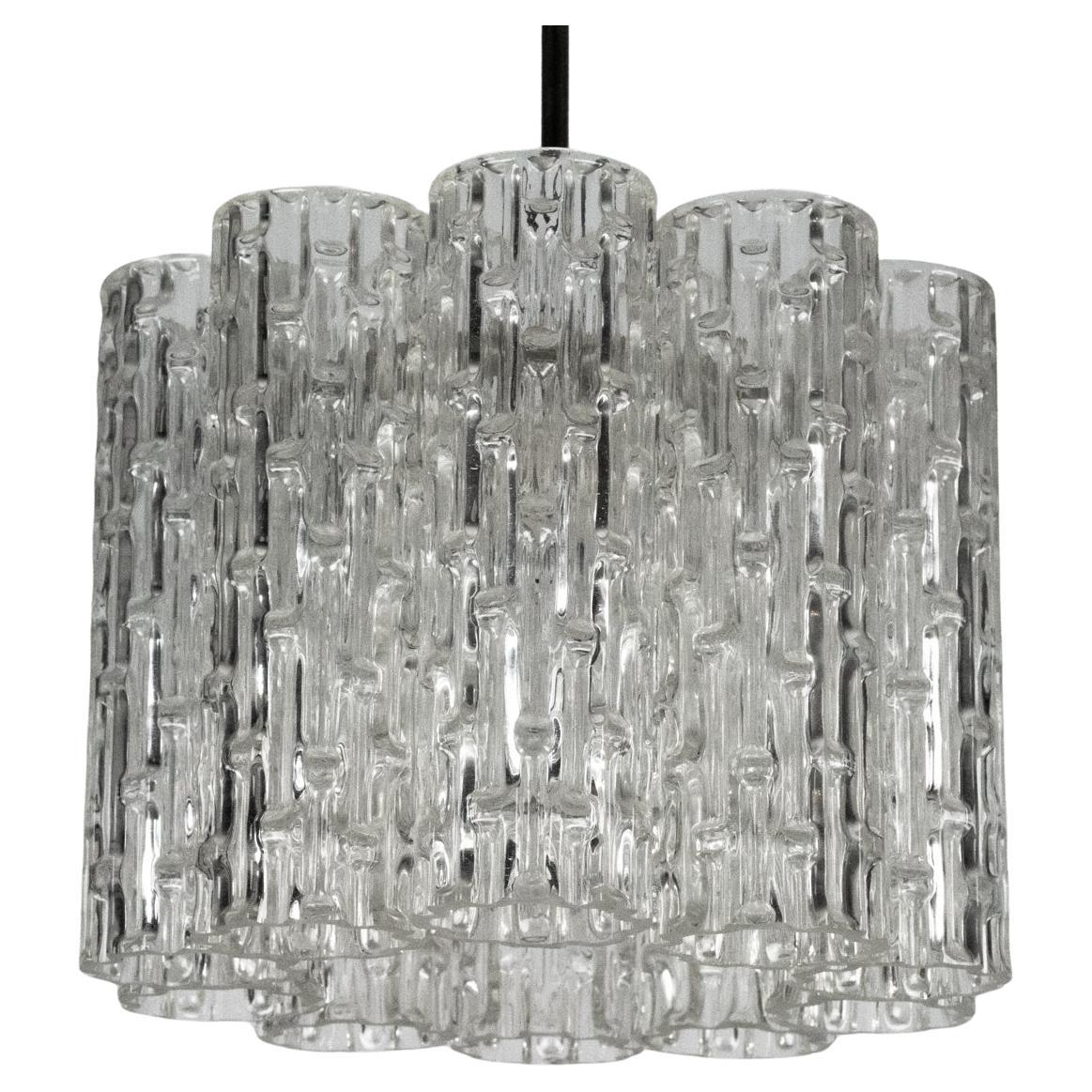 Mid-Century pendant in Murano glass elements and chrome. Italy 1960s For Sale