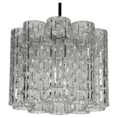 Mid-Century pendant in Murano glass elements and chrome. Italy 1960s