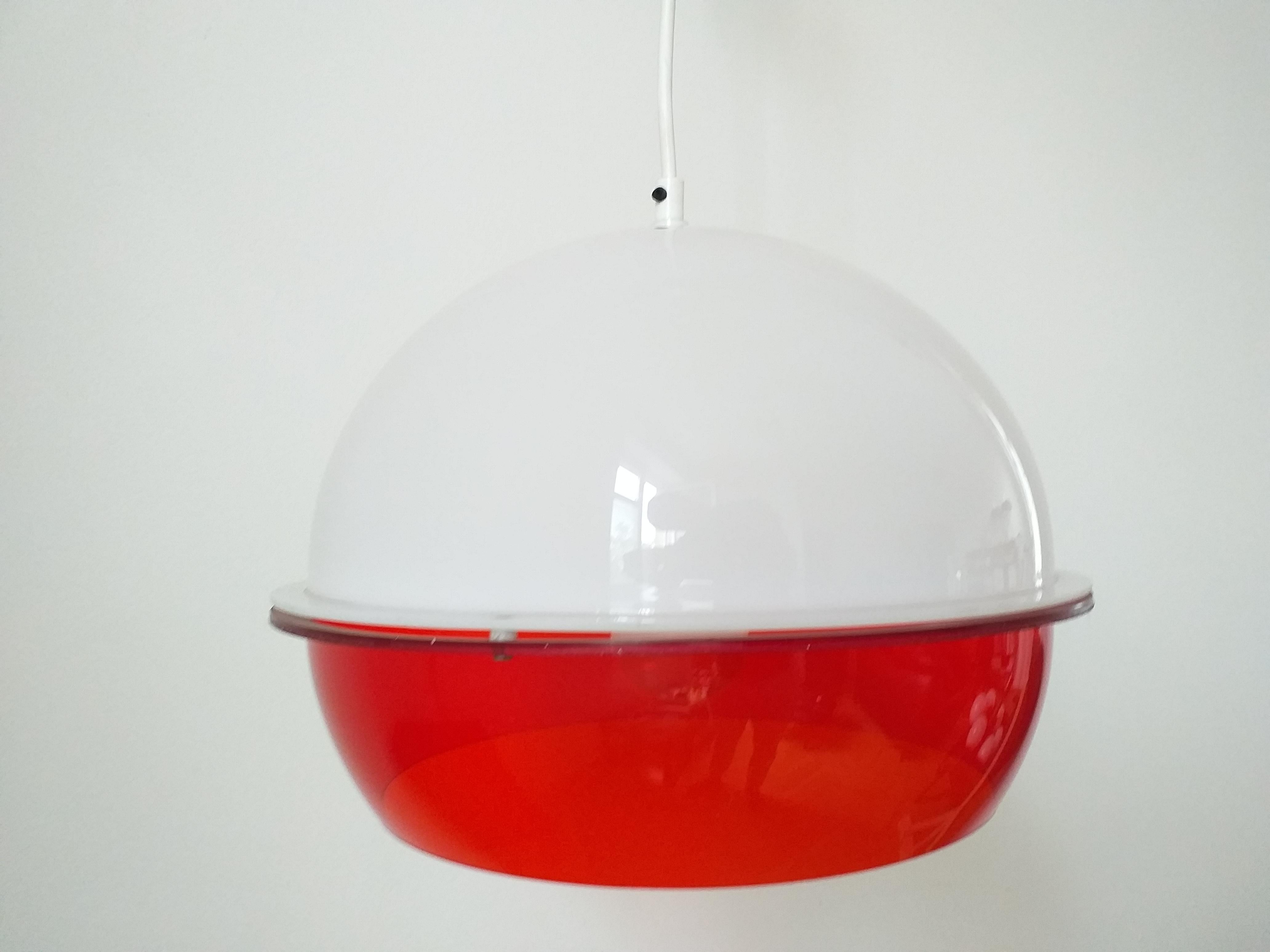 Midcentury Pendant in Style Harvey Guzzini, Space Age, Italy, 1970s For Sale 3