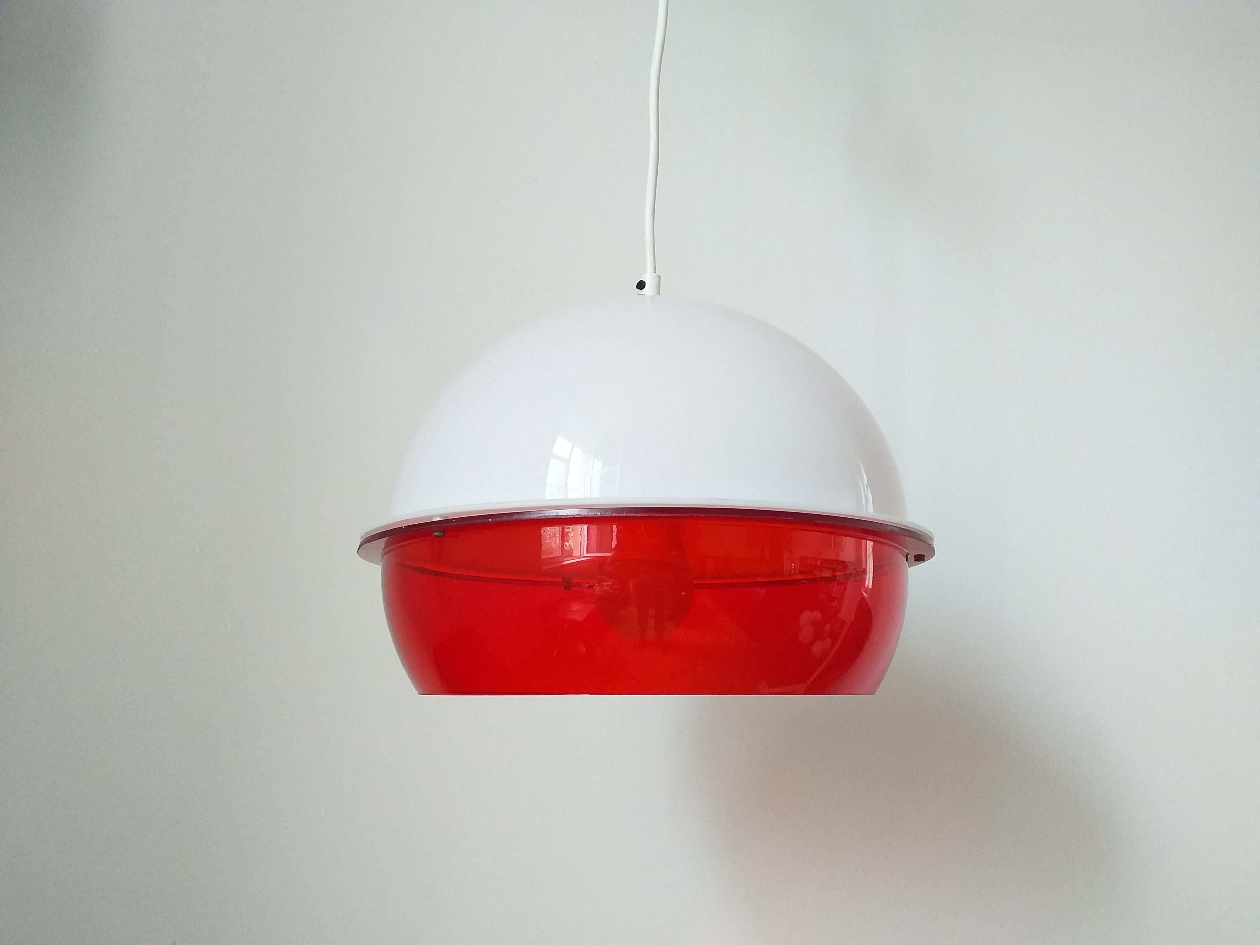 Midcentury Pendant in Style Harvey Guzzini, Space Age, Italy, 1970s For Sale 1