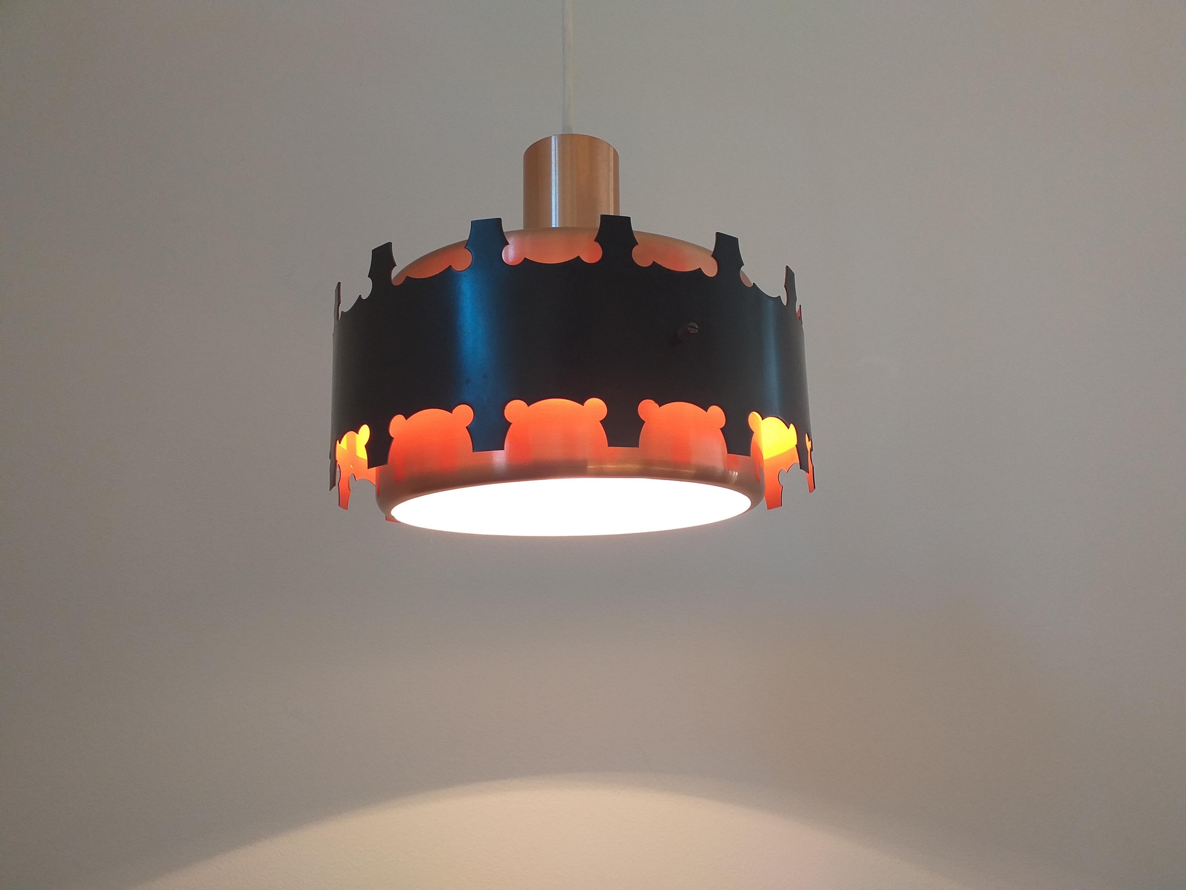 Midcentury Pendant in Style of Jo Hammerborg, Denmark, 1970s For Sale 3