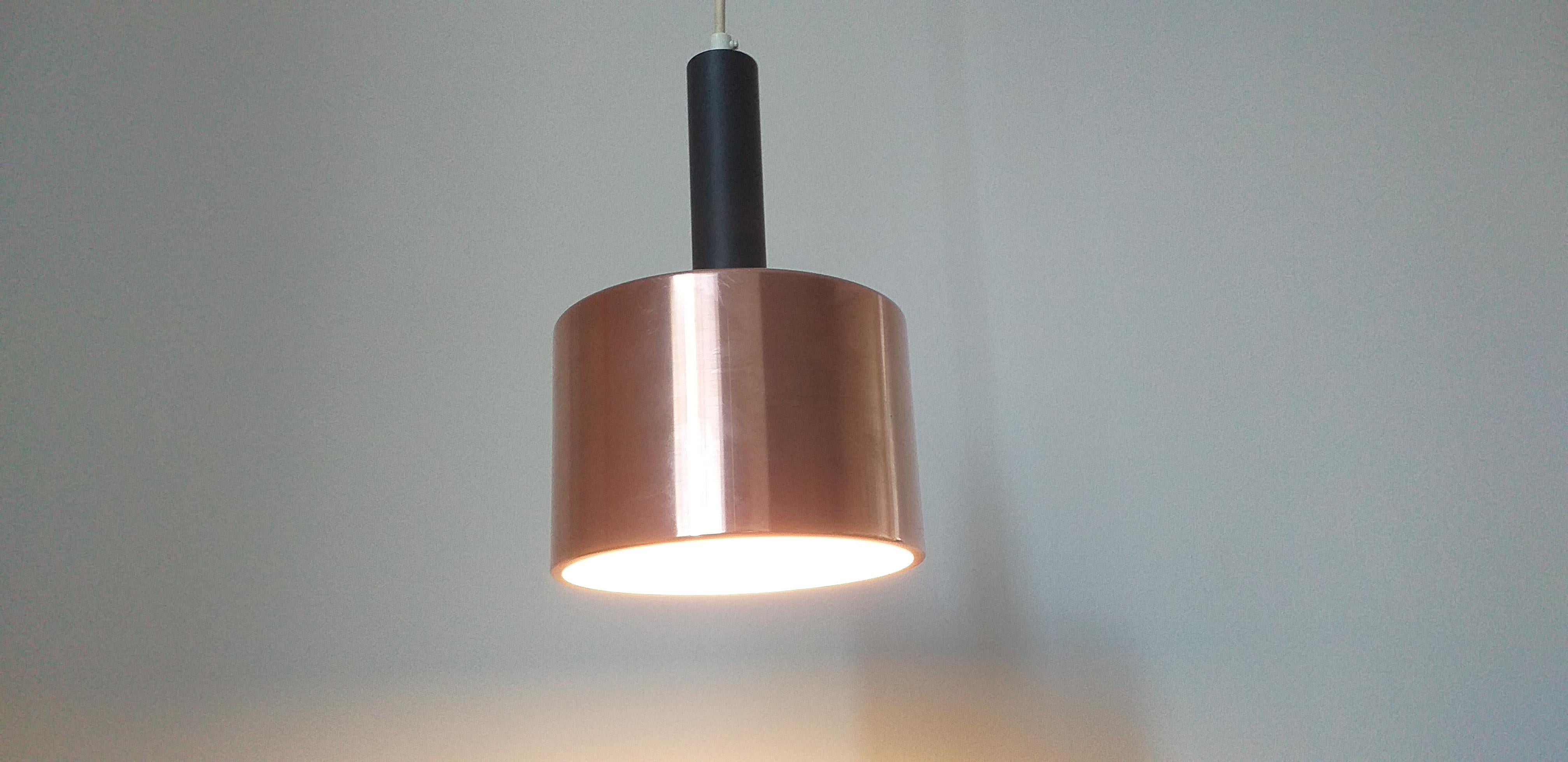 Copper Midcentury pendant in Style of Jo Hammerborg, Denmark, 1970s For Sale