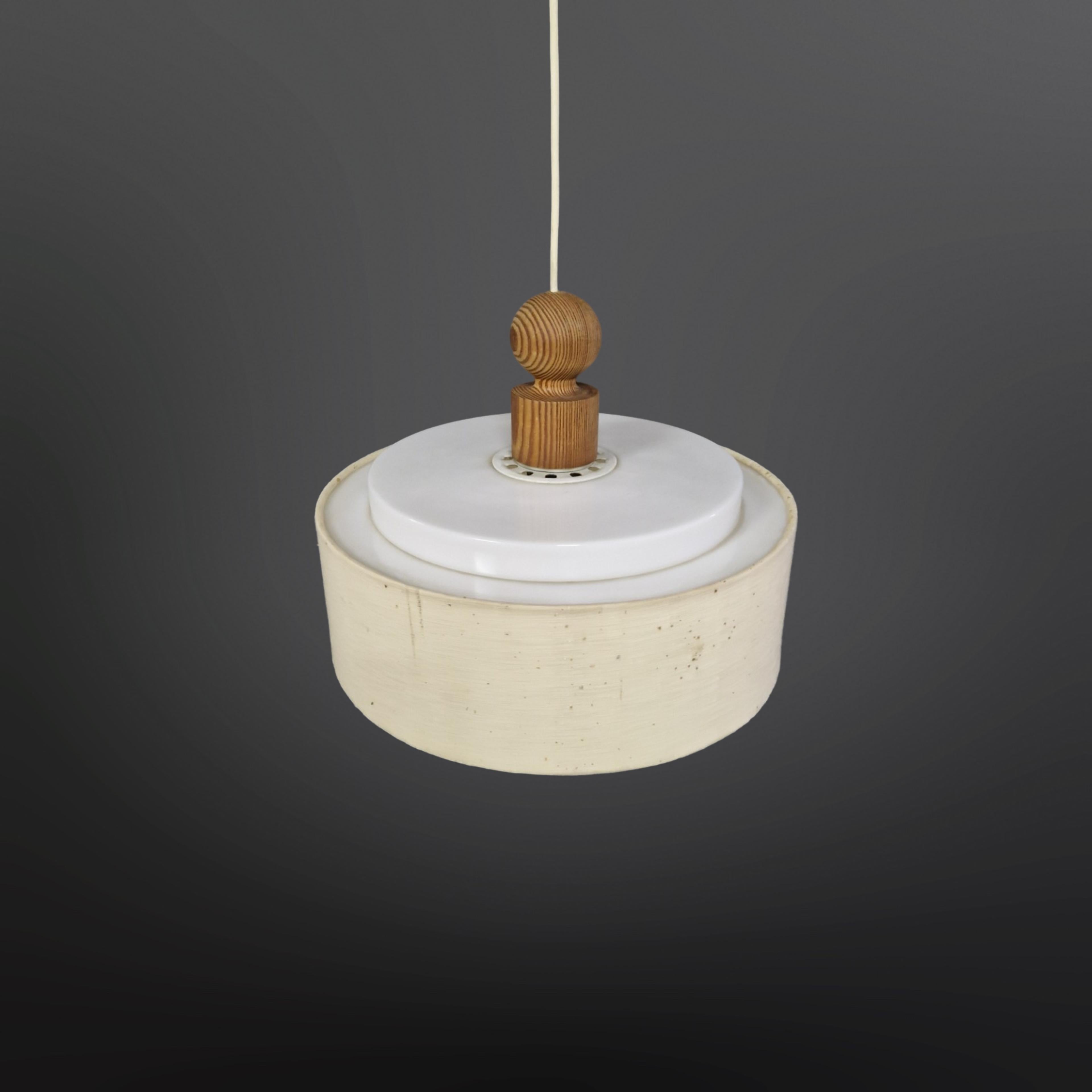 Fabric Mid century pendant lamp by Uno and Osten Kristansson for Luxus, Sweden 1960s For Sale