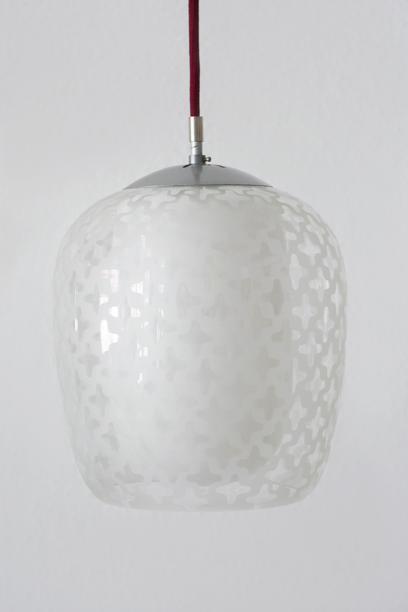 Etched Mid-Century Pendant Lamp Cora by Wilhelm Wagenfeld for Peill & Putzler, 1950s