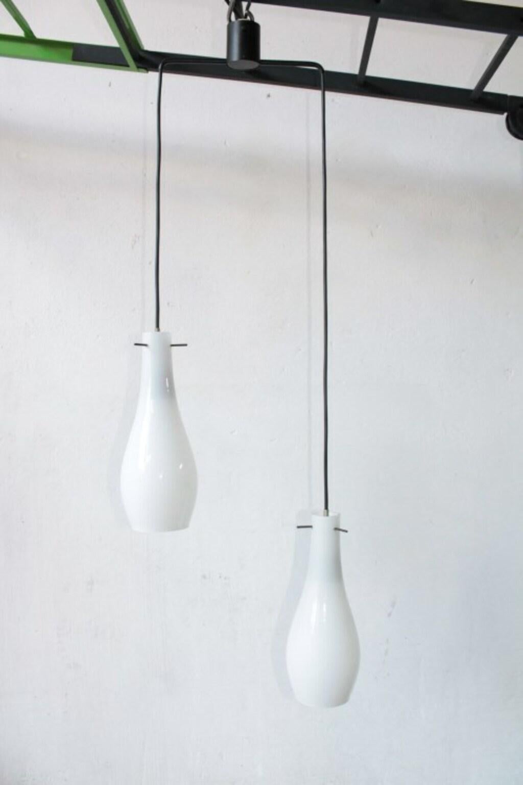 Italian Midcentury Pendant Lamp artglass Stilnovo Style For Sale