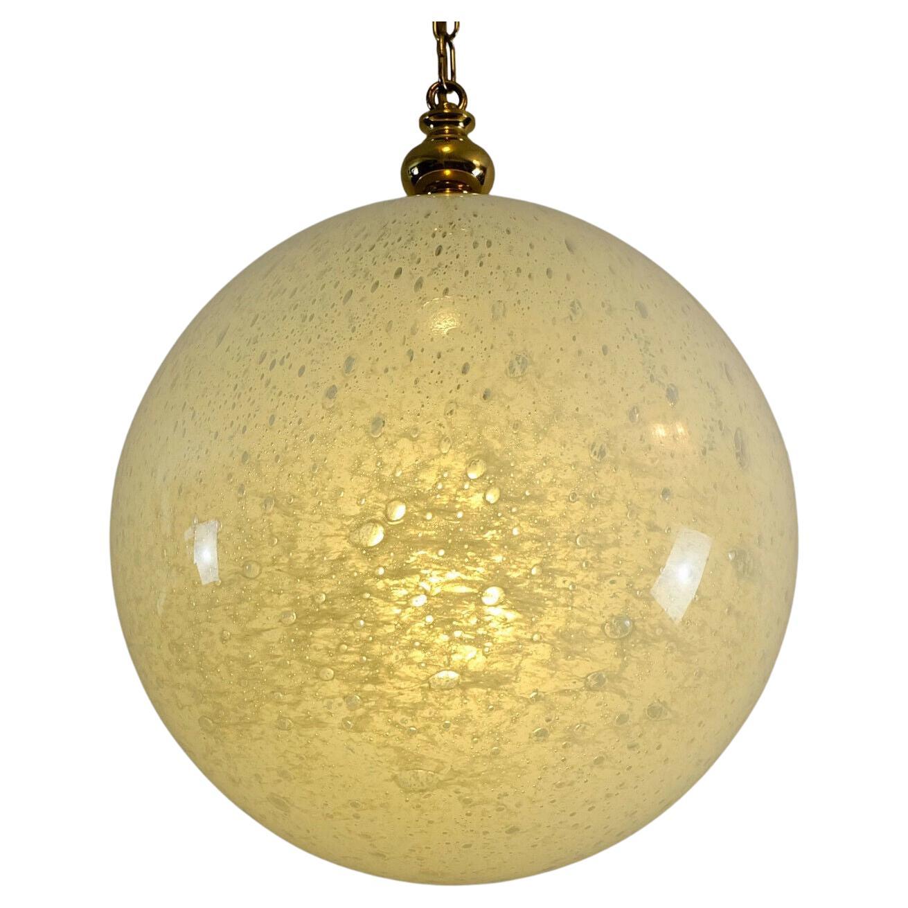 Midcentury Pendant Lamp Doria-Leuchten White Glass Bubble Glass and Brass 1970s For Sale