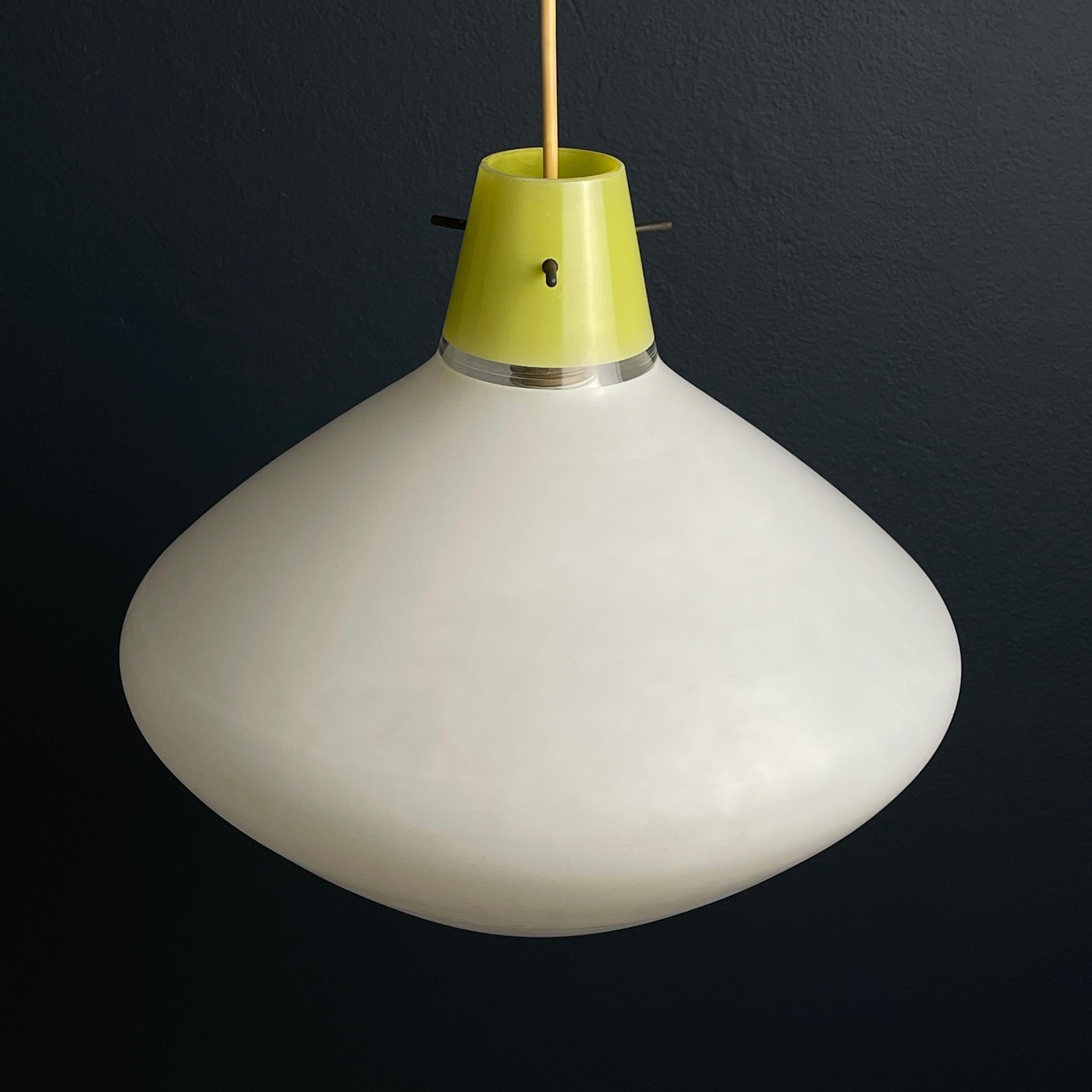 Glass Mid-century pendant lamp Italy 1950s For Sale