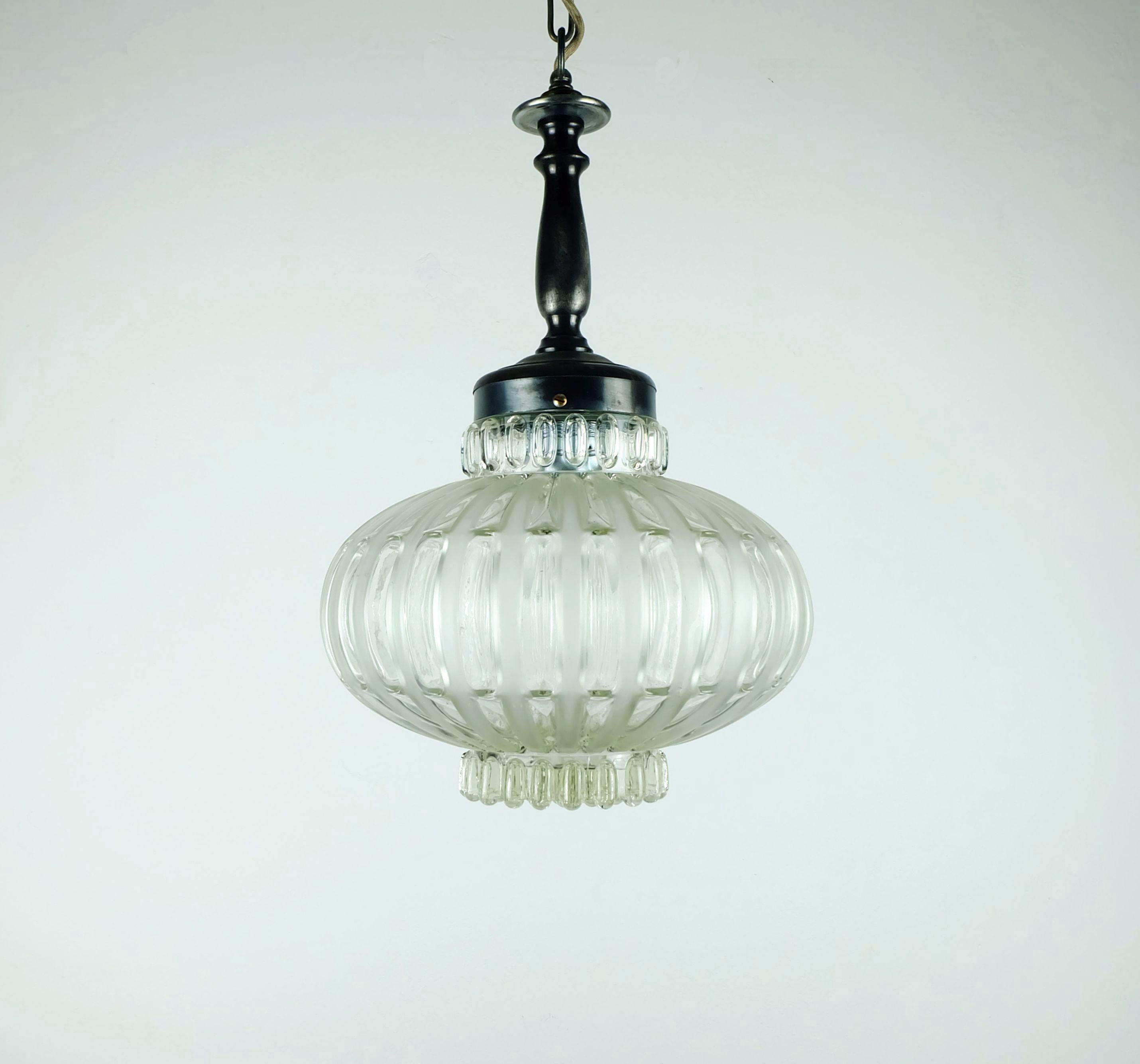 mid century PENDANT LIGHT bubble glass satin glass 1960s For Sale 3