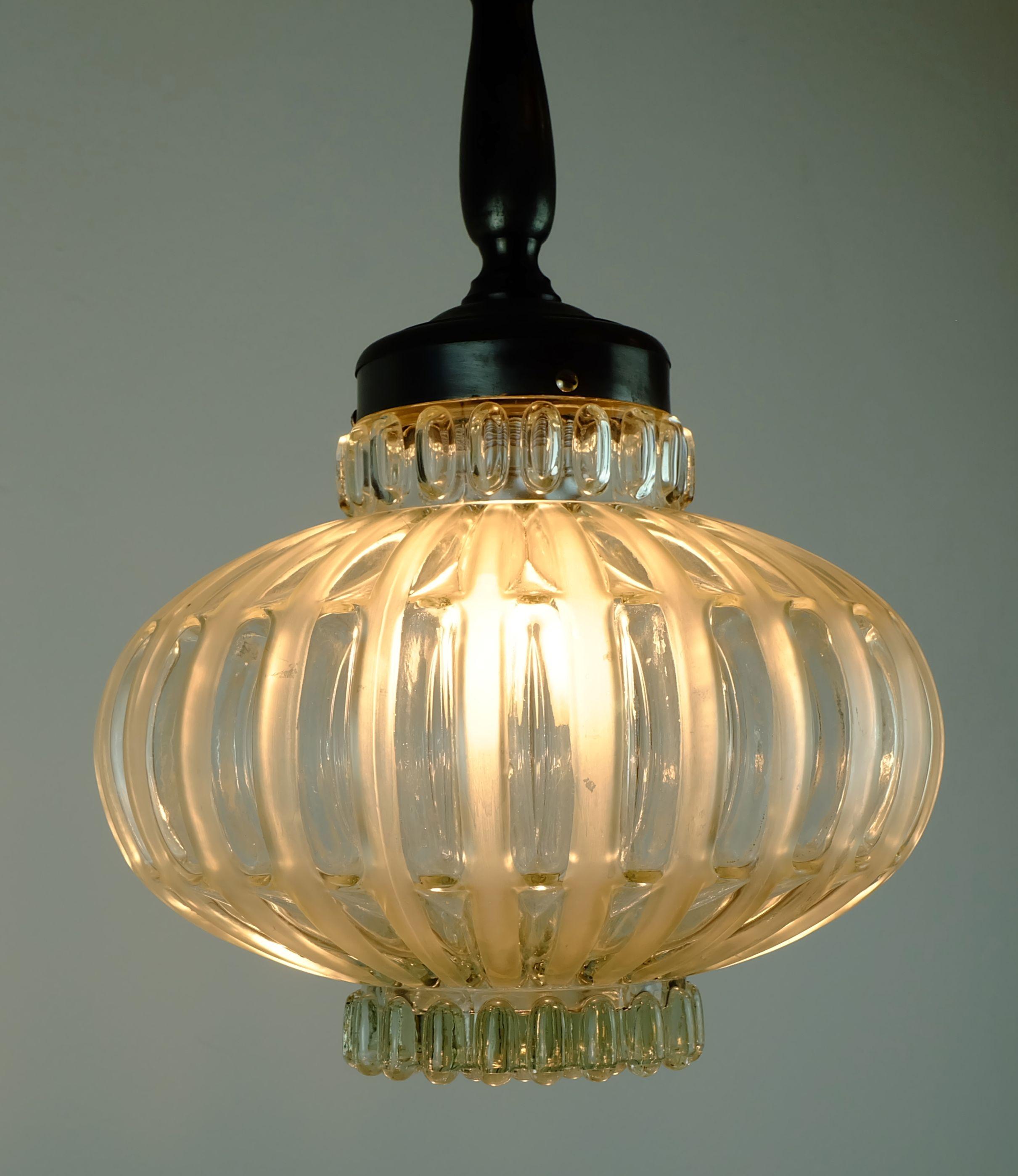 Mid-20th Century mid century PENDANT LIGHT bubble glass satin glass 1960s For Sale