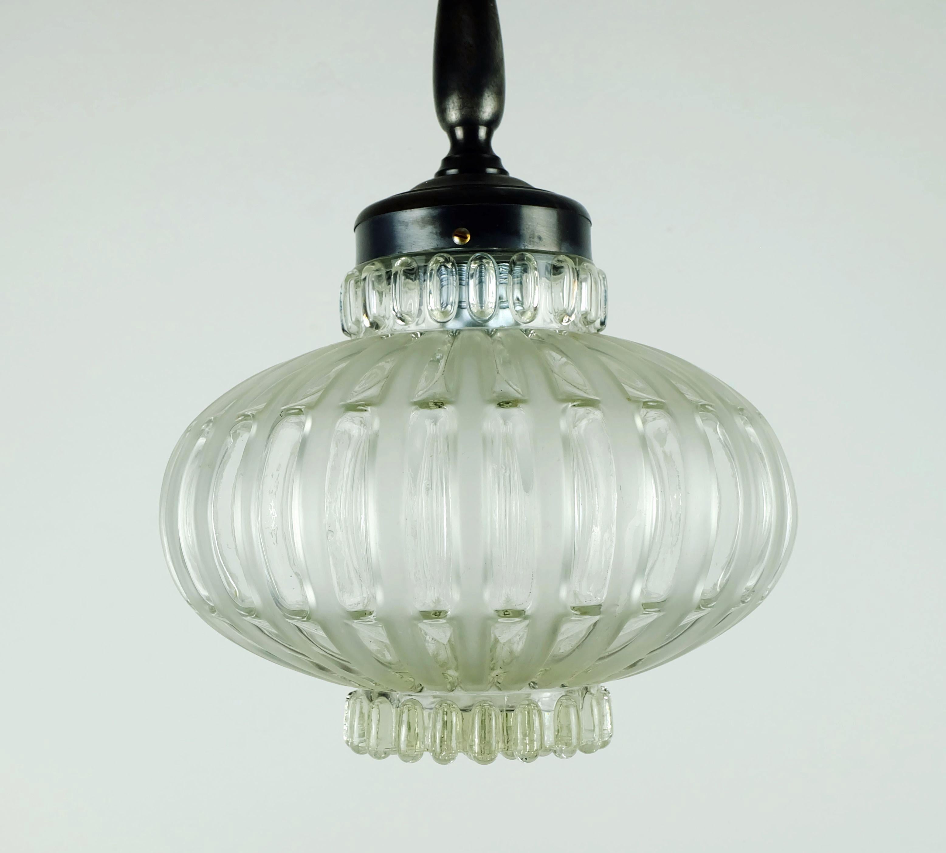 mid century PENDANT LIGHT bubble glass satin glass 1960s For Sale 1