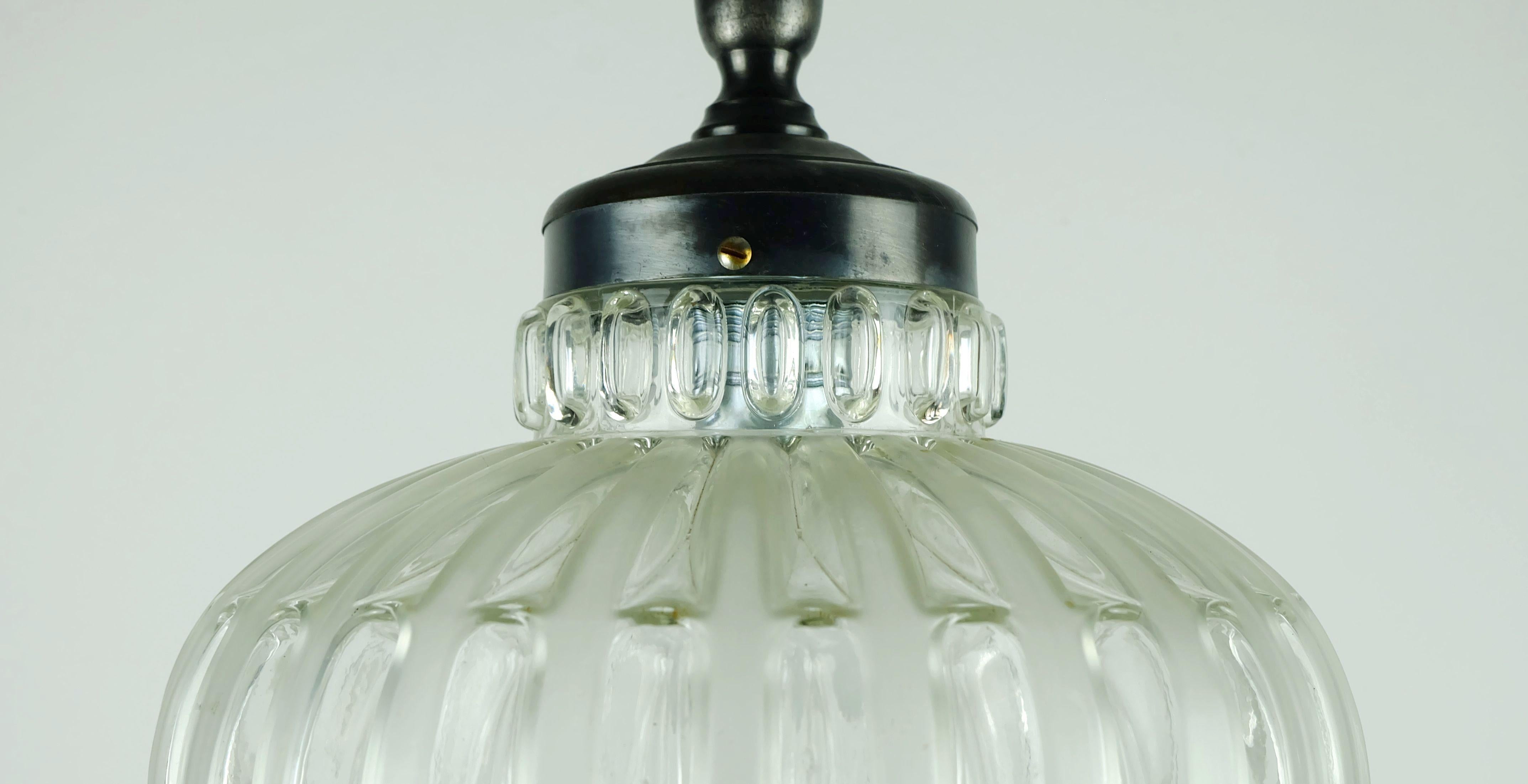 mid century PENDANT LIGHT bubble glass satin glass 1960s For Sale 2