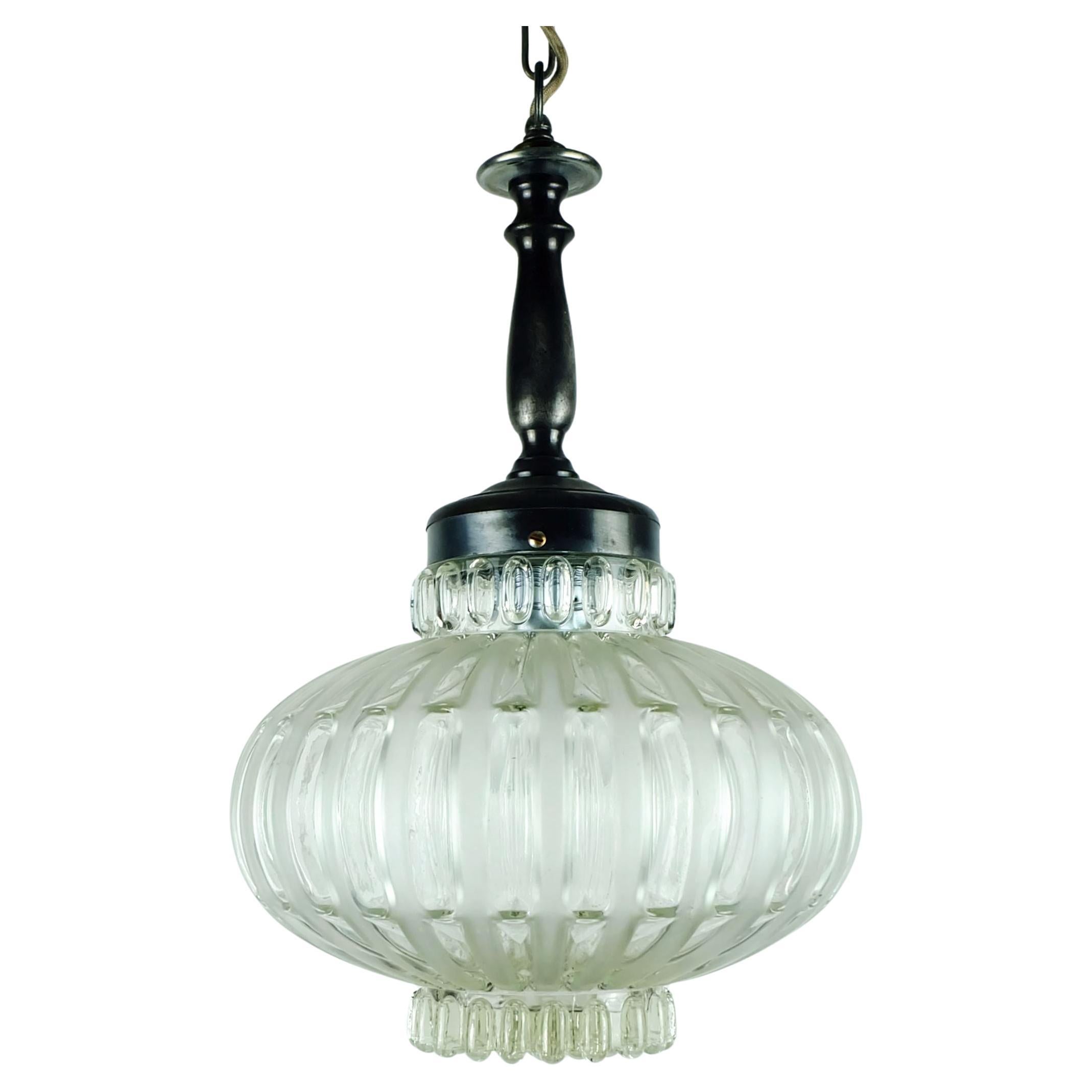 mid century PENDANT LIGHT bubble glass satin glass 1960s