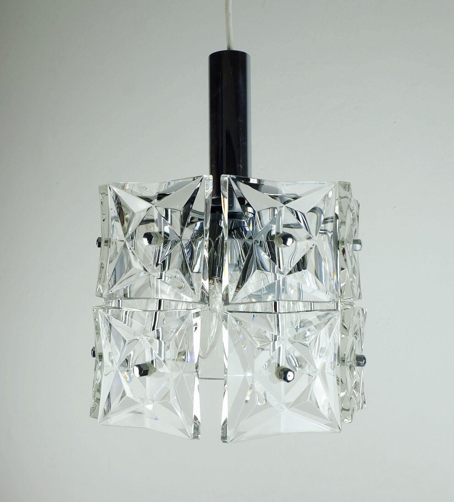 mid century PENDANT LIGHT by kinkeldey crystal glass and chrome 1960s For Sale 4