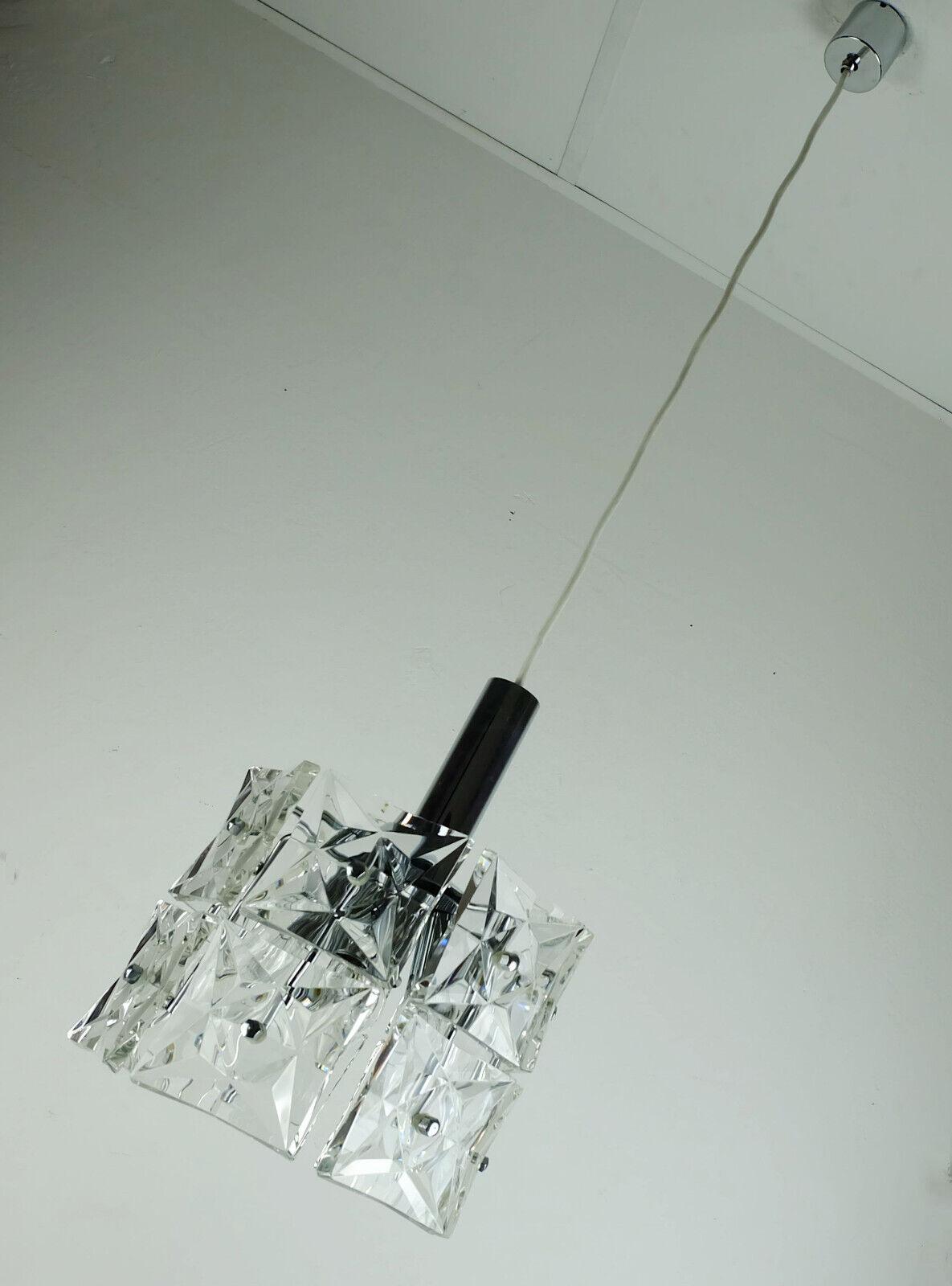 Mid-Century Modern mid century PENDANT LIGHT by kinkeldey crystal glass and chrome 1960s For Sale