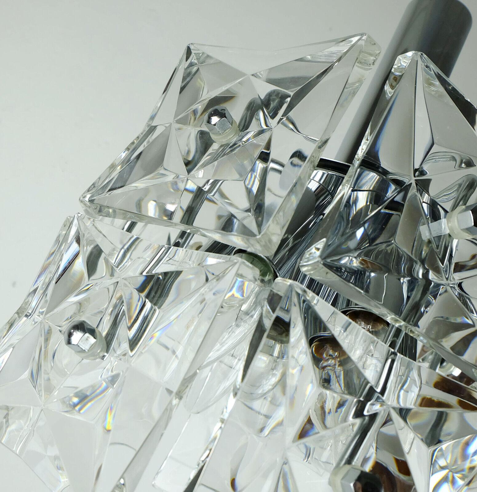 German mid century PENDANT LIGHT by kinkeldey crystal glass and chrome 1960s For Sale