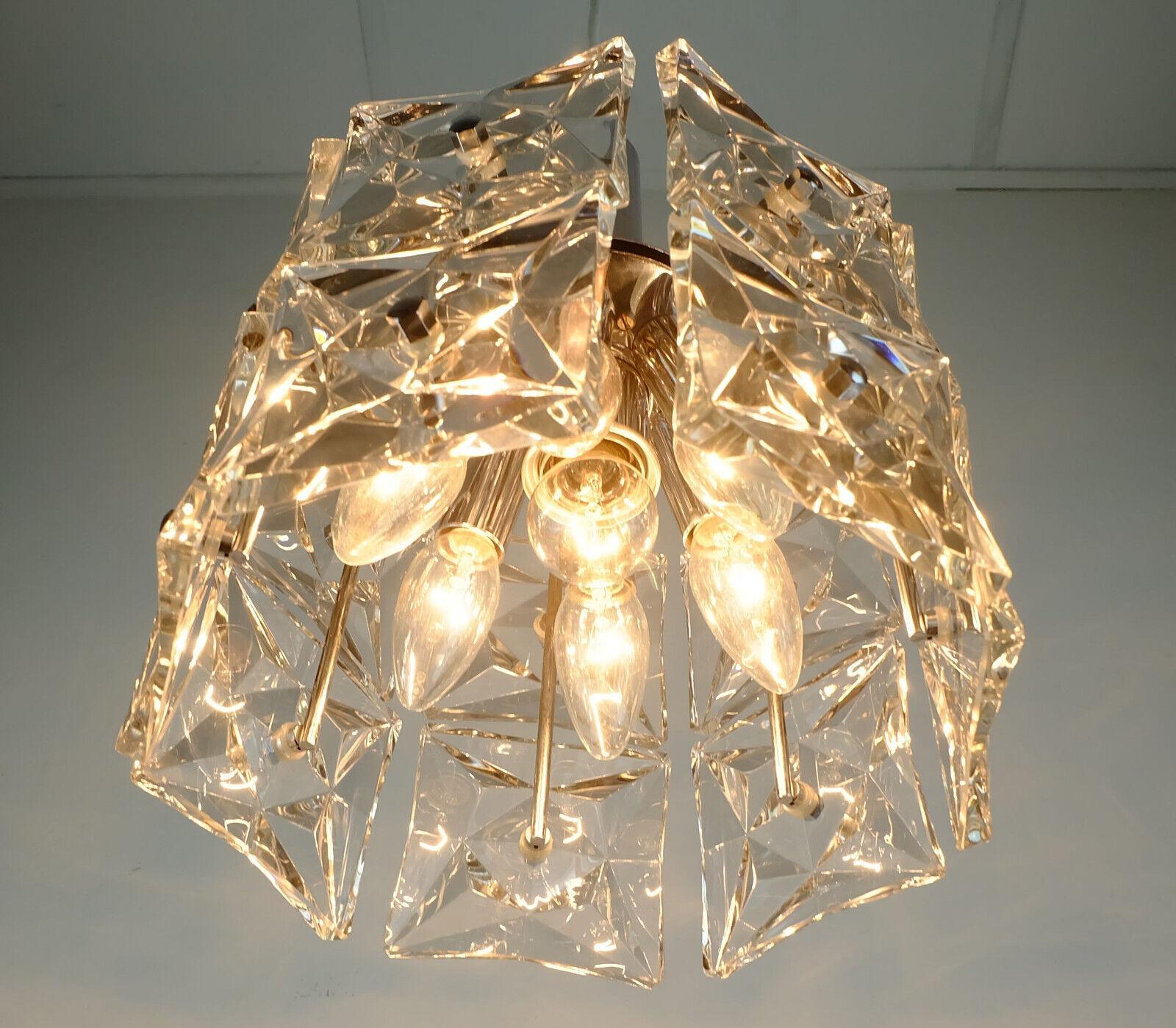 mid century PENDANT LIGHT by kinkeldey crystal glass and chrome 1960s In Good Condition For Sale In Mannheim, DE