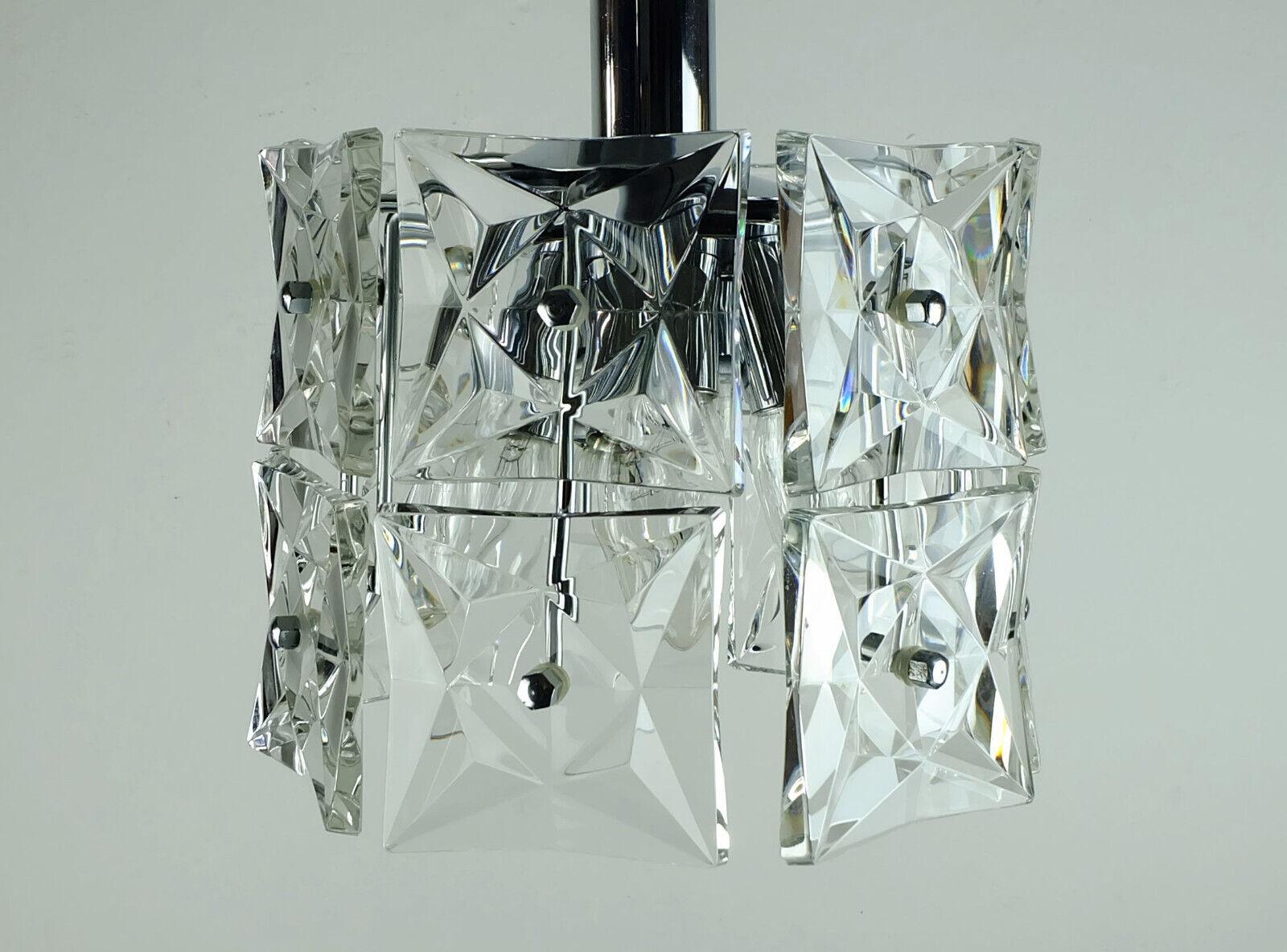 Crystal mid century PENDANT LIGHT by kinkeldey crystal glass and chrome 1960s For Sale