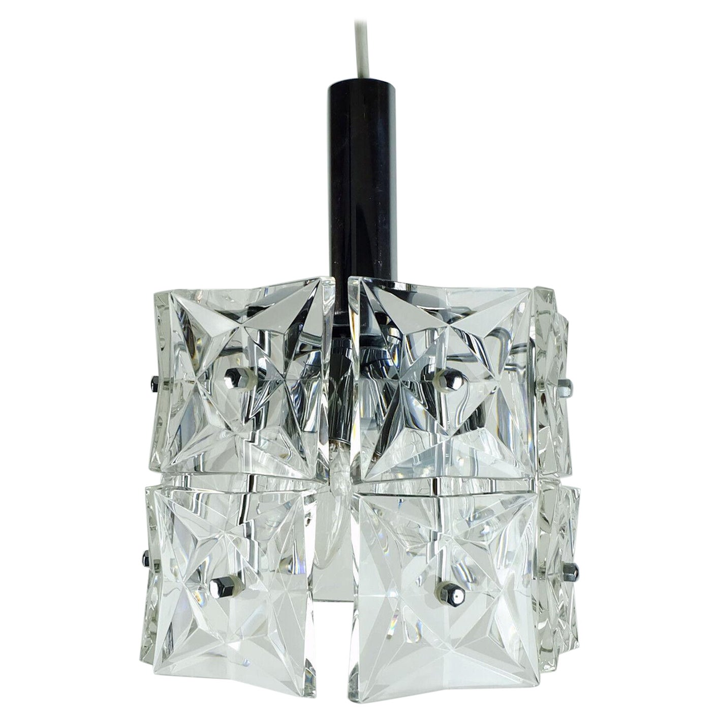 LUZ COLGANTE de mediados de siglo de kinkeldey cristal y cromo años 60