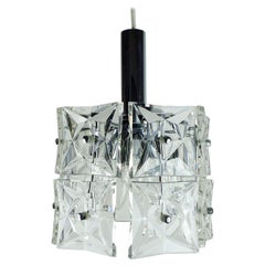 LIGHT PENDANT mid century by kinkeldey crystal glass and chrome 1960s