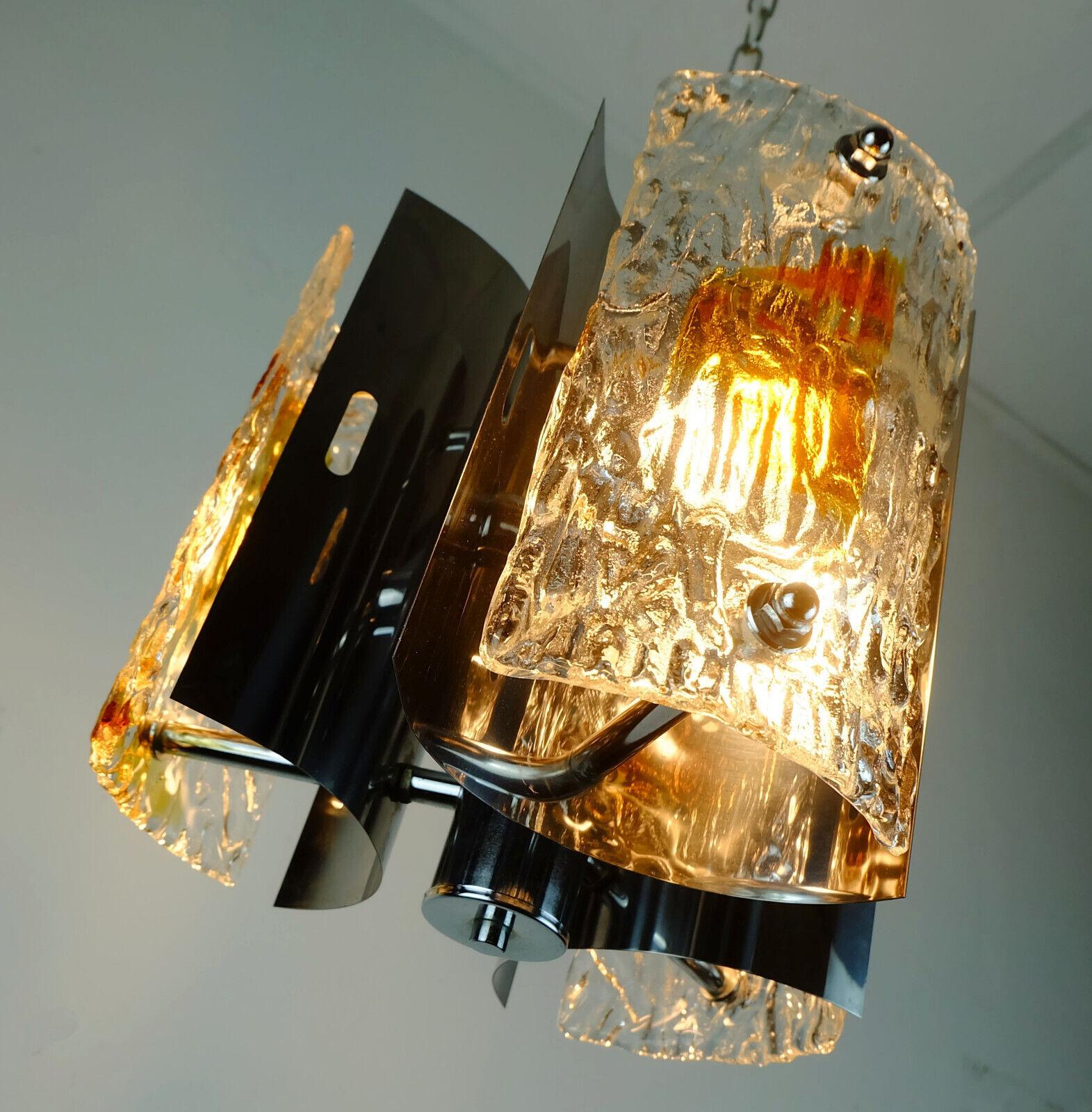 Lampada a sospensione del Medioevo in vetro e cromo Mazzega, anni '60 in vendita 4