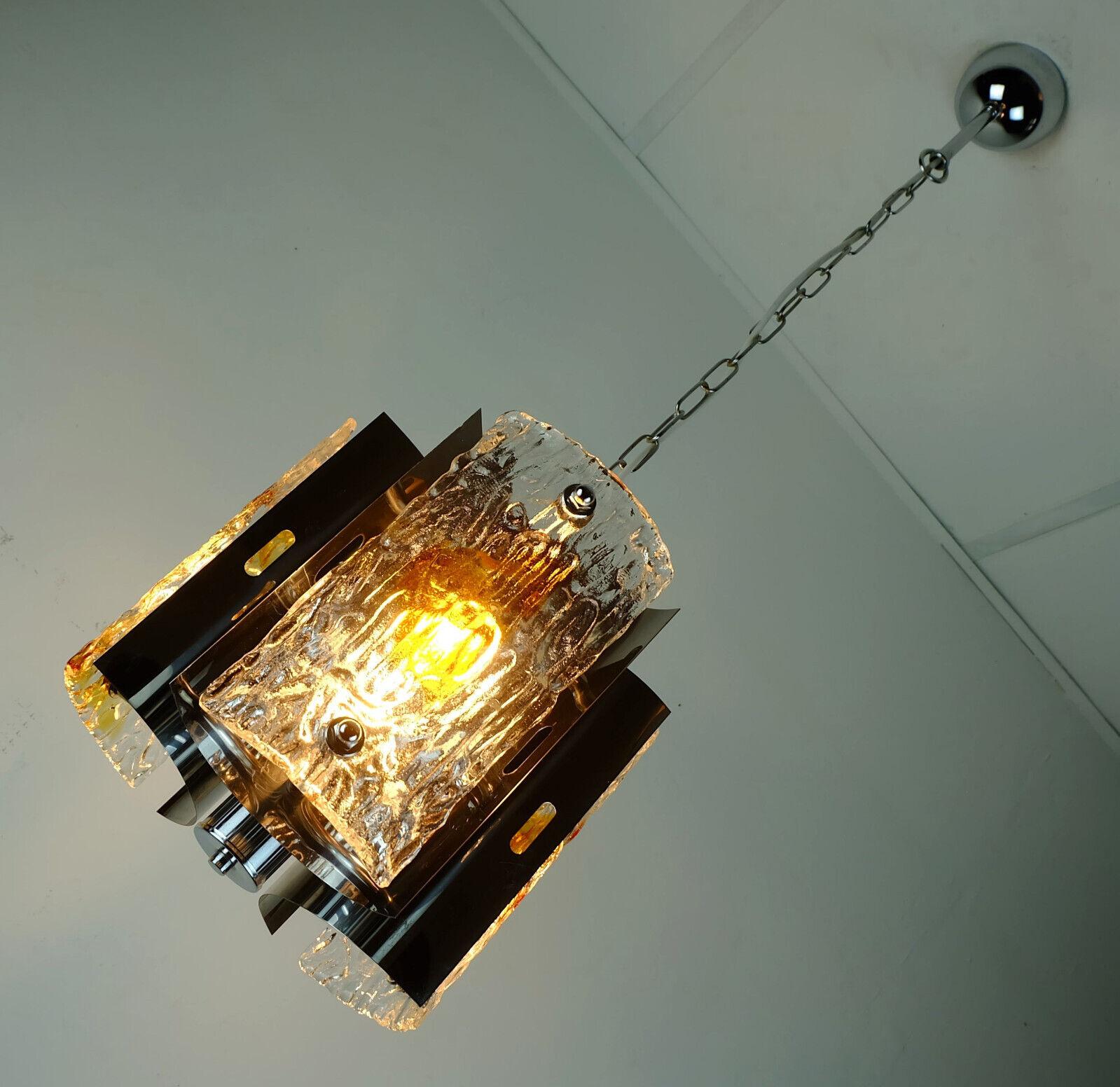 Mid-Century Modern Lampe à suspension mi-siècle en verre chromé Mazzega, années 1960 en vente