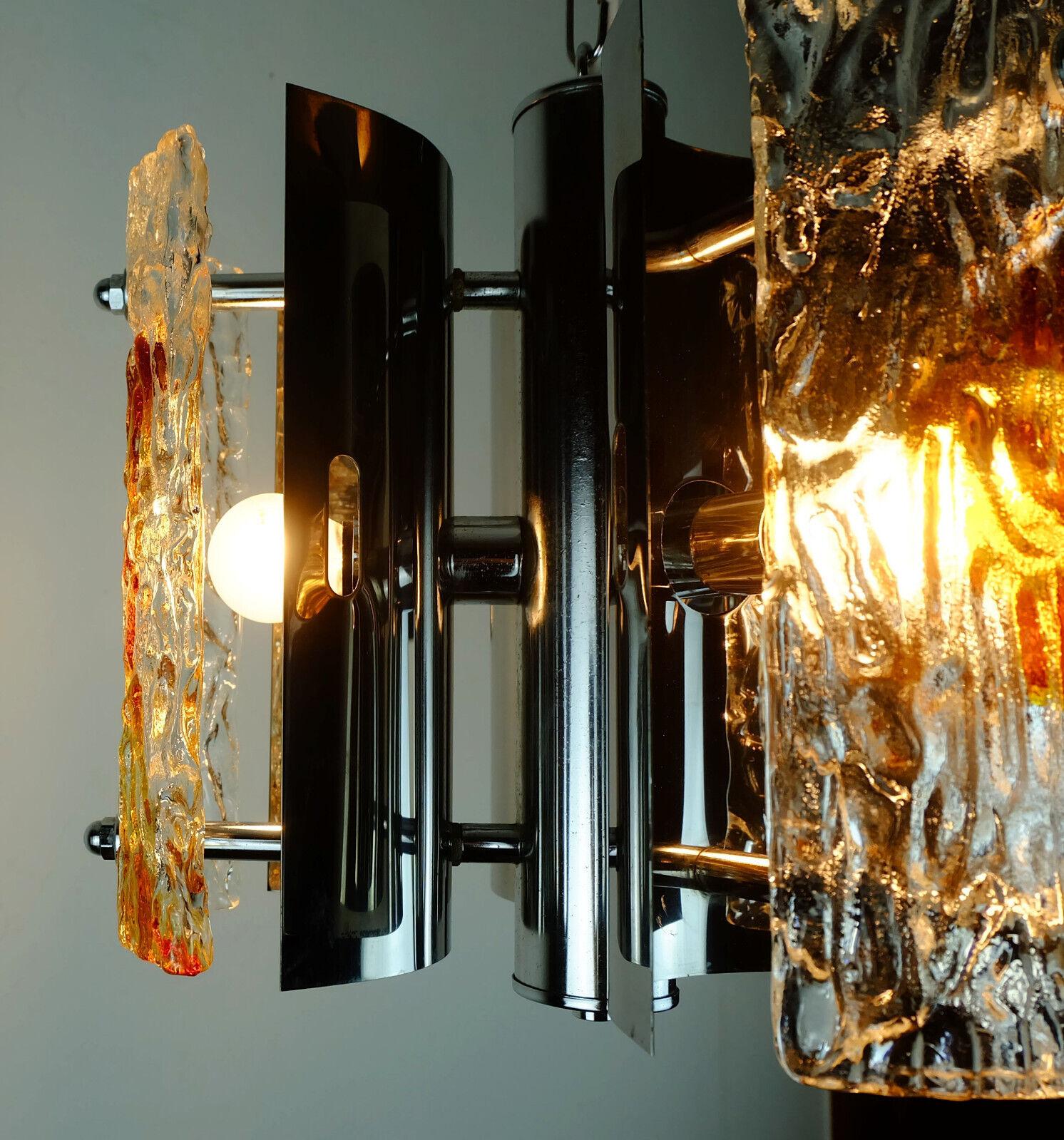Lampe à suspension mi-siècle en verre chromé Mazzega, années 1960 Bon état - En vente à Mannheim, DE