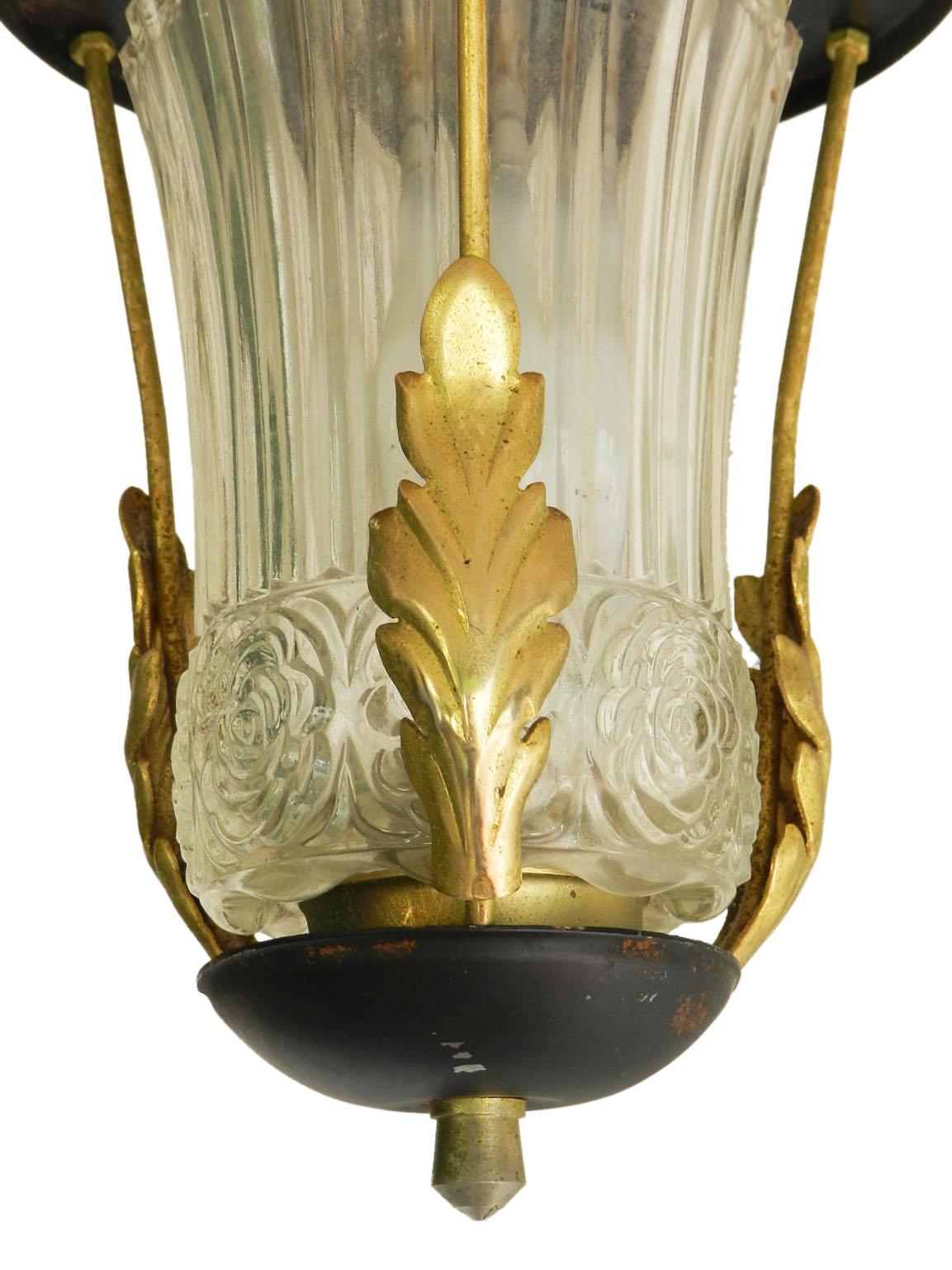 Pendant light attributed to Poillerat
Midcentury
Unusual glass and metal ceiling light
Measurements given are for the lantern itself
The drop can be adjusted please ask for length of drop you require
In good vintage condition with signs of age