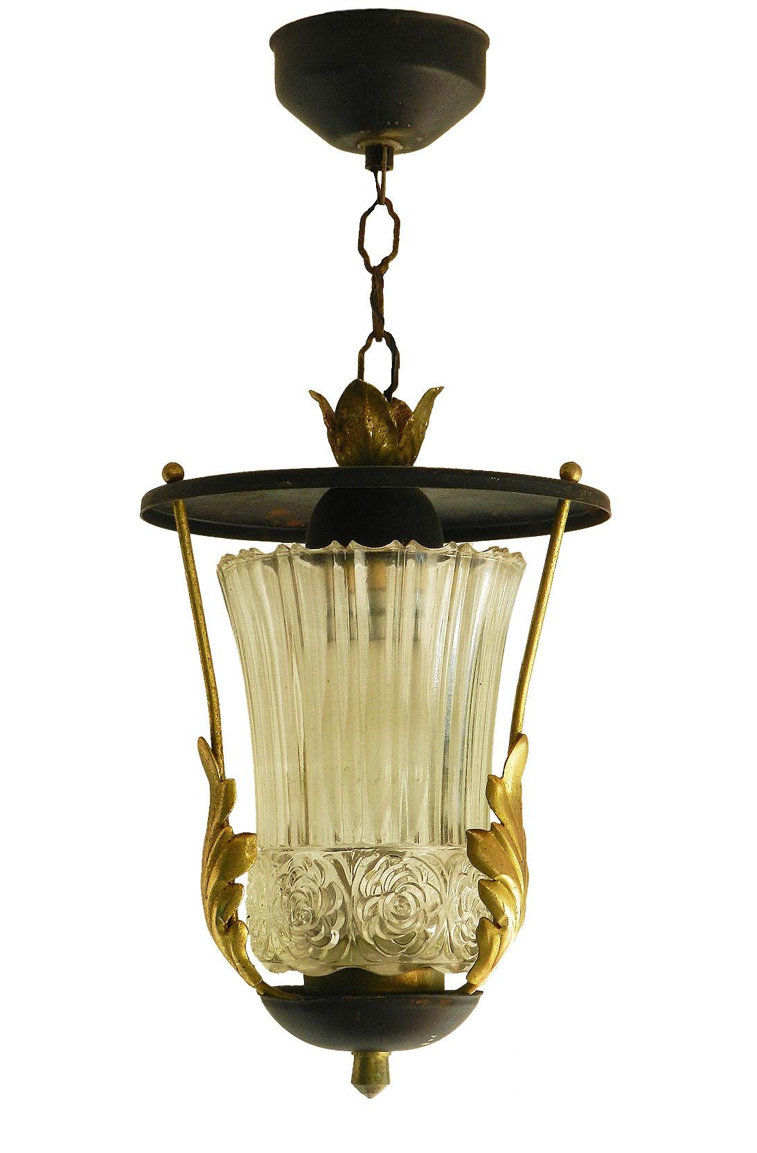 Mid-Century Modern Midcentury Pendant Light Lantern Attributed to Poillerat