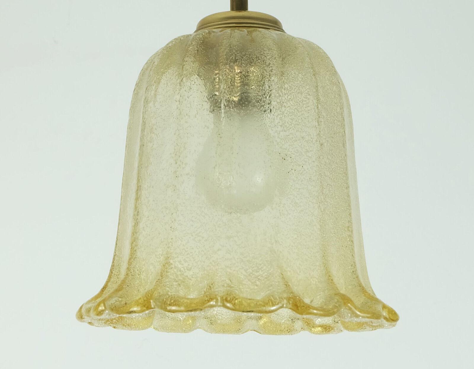 Late 20th Century mid century PENDANT LIGHT murano pulegoso glass gold dust brass 1970s For Sale