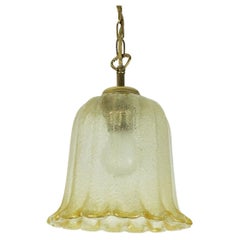 Mitte des Jahrhunderts PENDANT LIGHT murano pulegoso Glas Goldstaub Messing 1970er Jahre