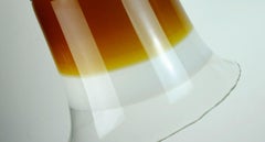 Midcentury Pendant Light Peill & Putzler 1970s Amber White 6 Clear Glass Shade