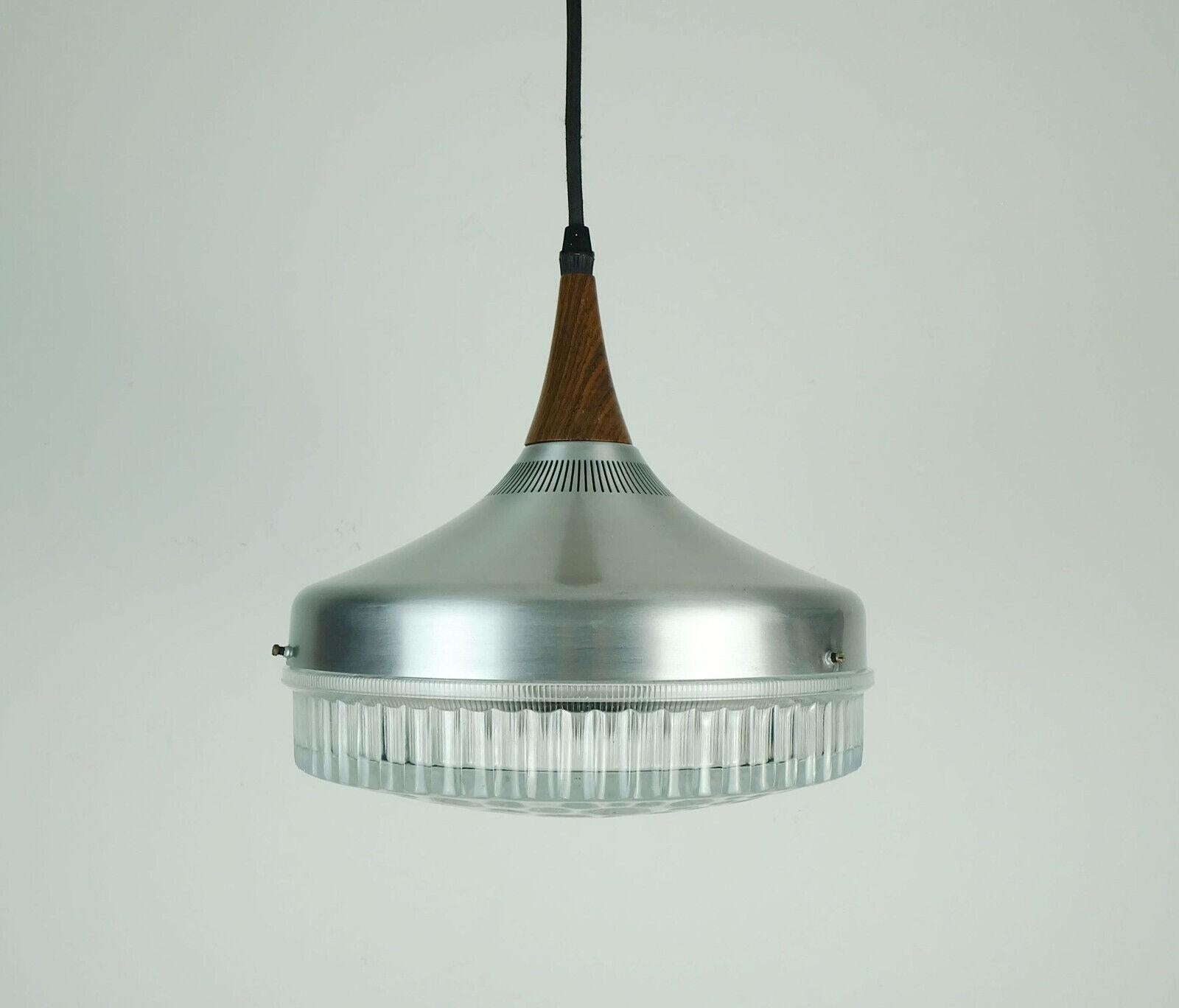 Midcentury Pendant Light Pressed Glass Bubble Glass Aluminum Rosewood 1960s For Sale 5