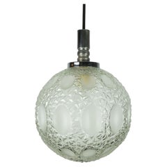 Mitte des Jahrhunderts PENDANT LIGHT richard essig strukturiertes Glas und Chrom 1960er 70er Jahre