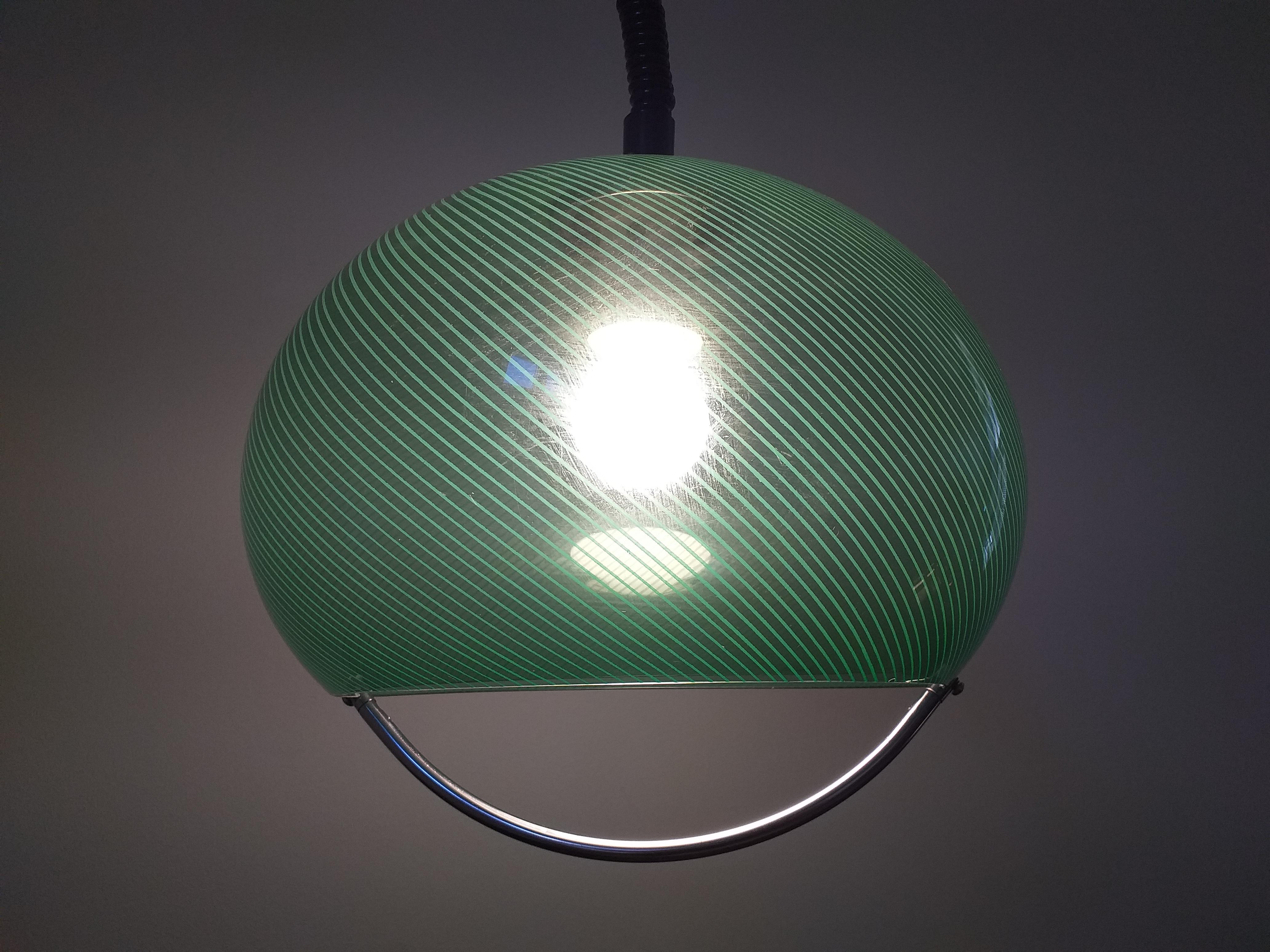 Chrome Midcentury Pendant Meblo Designed by Harvey Guzzini, Italy, 1970s For Sale