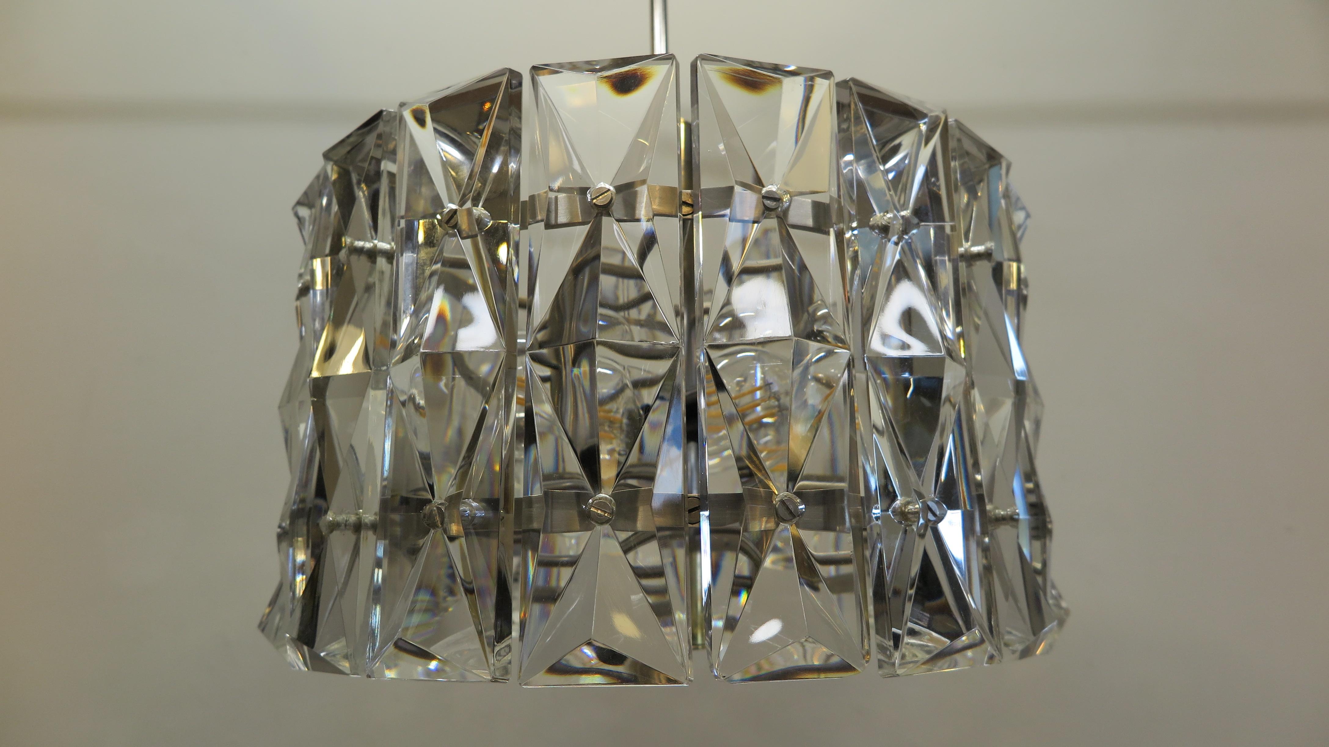 Mid-20th Century Midcentury Pendant Prism Faceted Crystal Kinkeldey For Sale