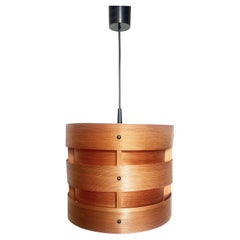 Mid-Century Pendant Scandinavian Design 60s Wood, H. A. Jakobsson Style