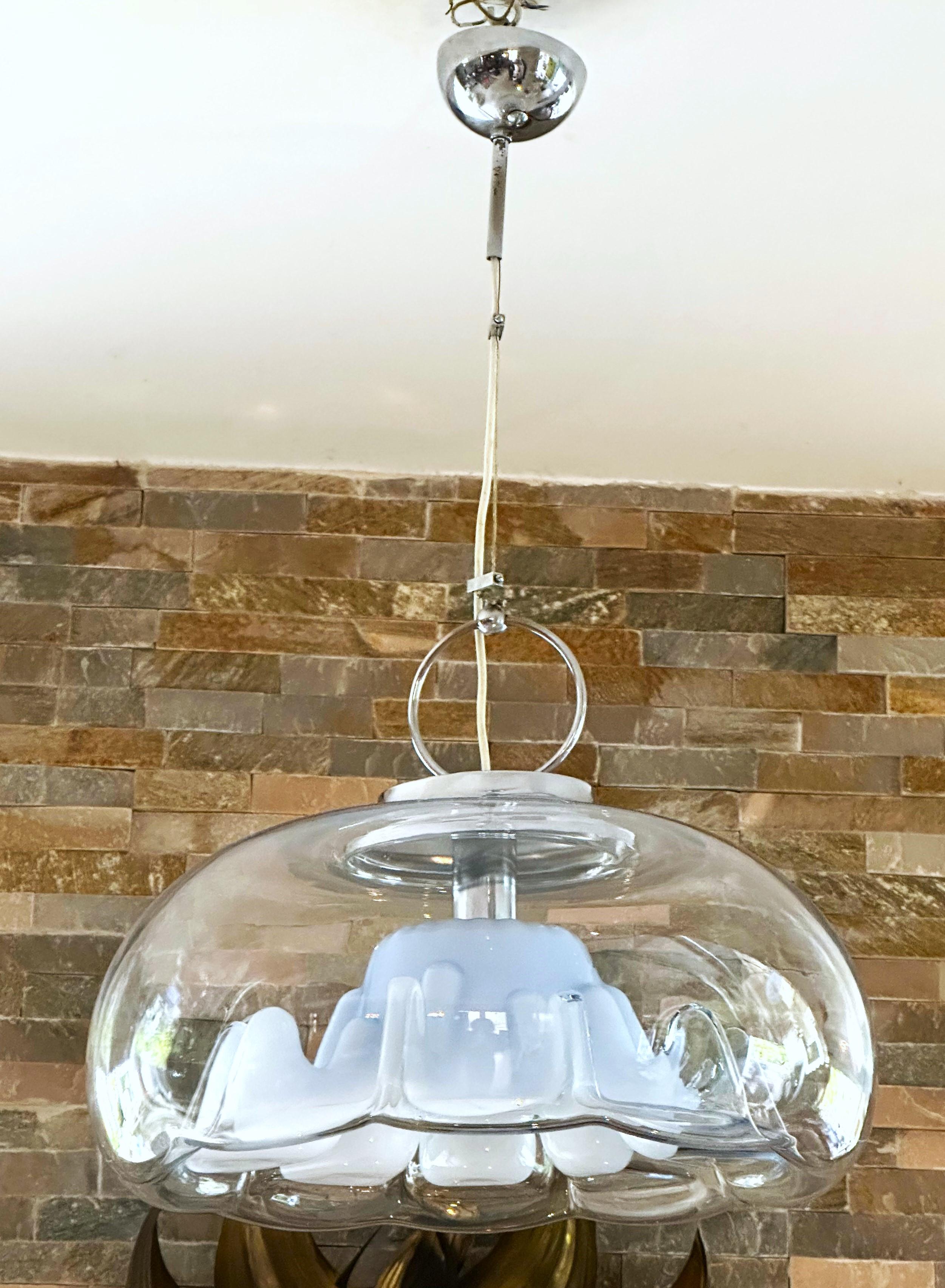 Glass Mid Century Pendant Toni Zuccheri for VeArt, Italy 1960 For Sale