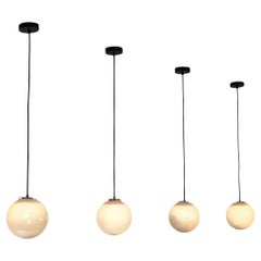 Mid-Century Pendants in Opaline to Clear Glass 