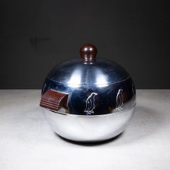 Mid-century Penguin Chrome Ice Bucket with Bakelite Handles c.1960