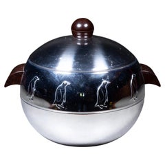Cubitera cromada Pingüino de mediados de siglo con asas de baquelita c.1960