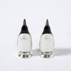 Mid-Century Penguin Solid Sterling Silver 925 Salt/Pepper Shakers signed MEKA