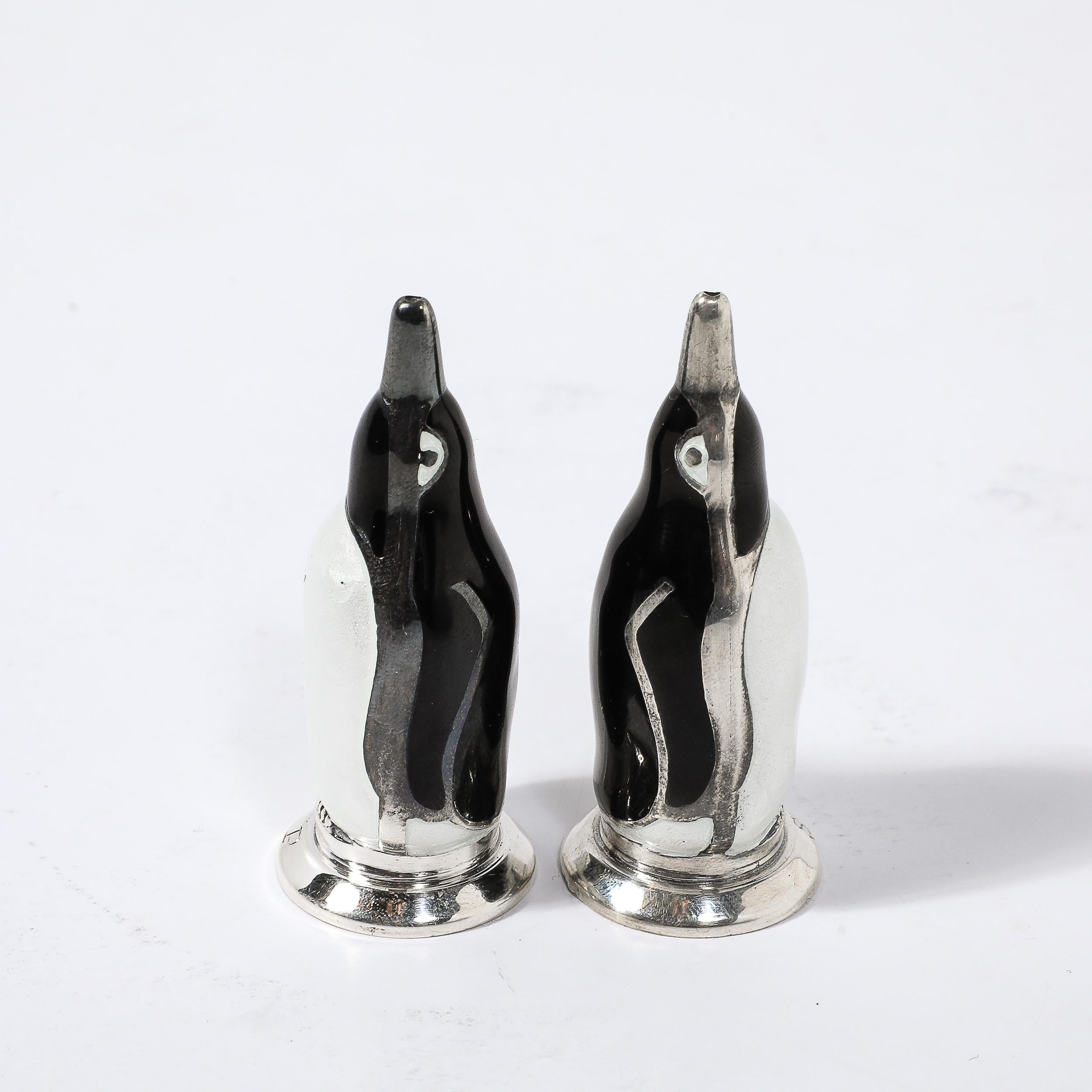 Mid-Century Penguin Solid Sterling Silver 925 Salt/Pepper Shakers signed MEKA 1