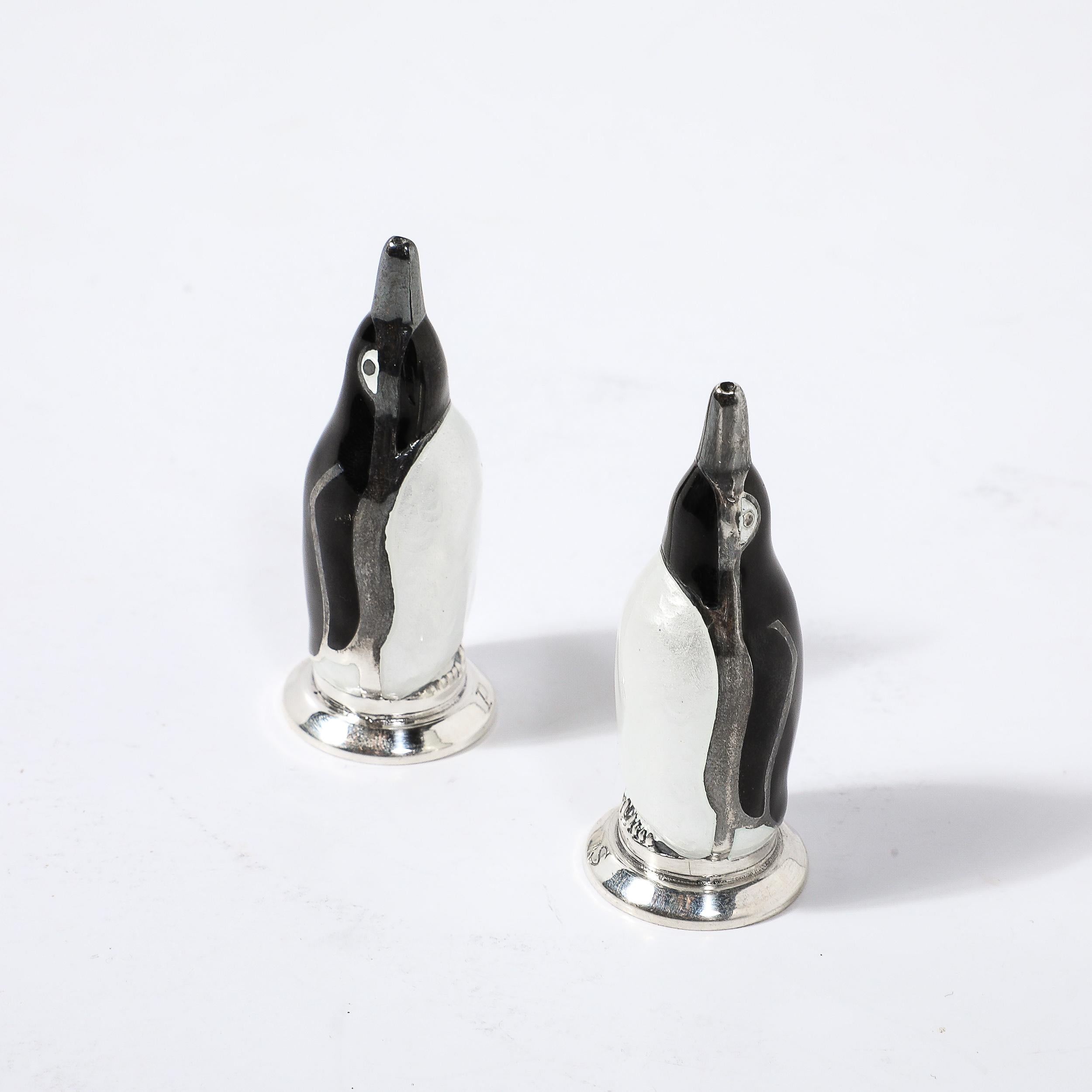 Mid-Century Penguin Solid Sterling Silver 925 Salt/Pepper Shakers signed MEKA 2